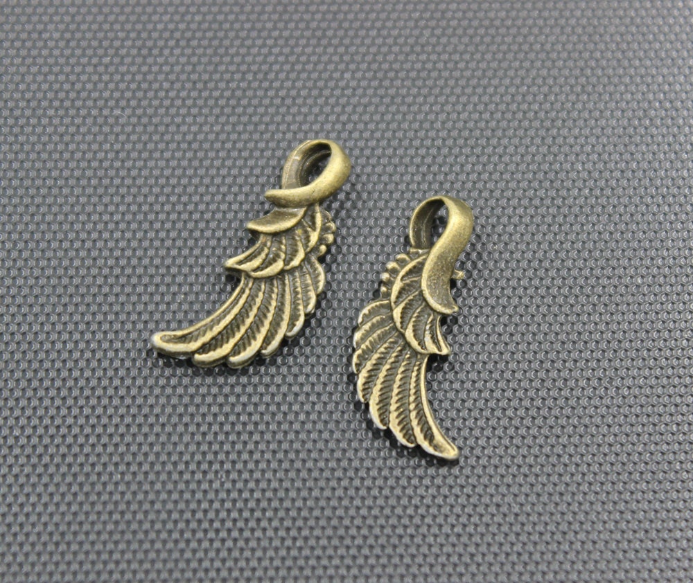 20pcs Angel Wing Charms Antique Bronze Tone 8x17mm BH31 Etsy
