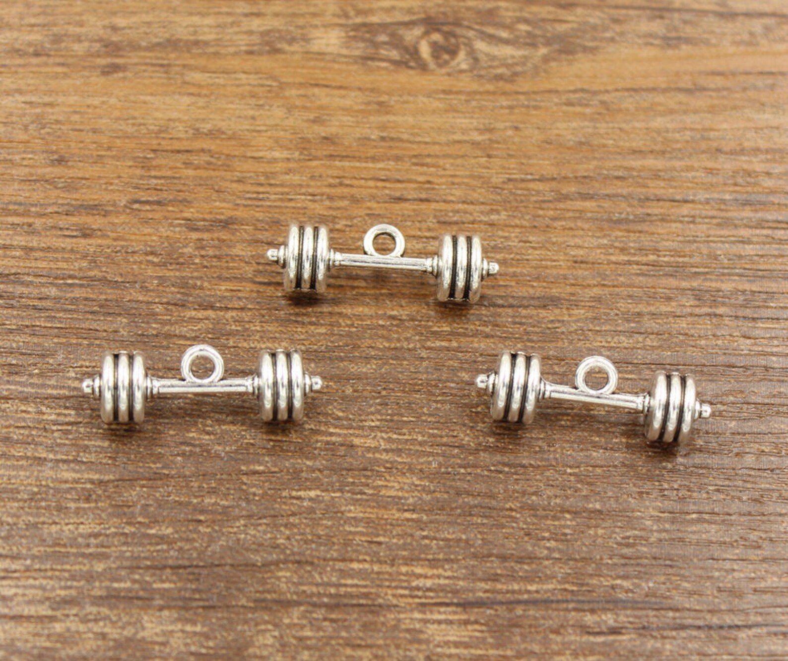 10pcs Barbell Charms Antique Silver Tone 3D Charm 8x25mm Etsy