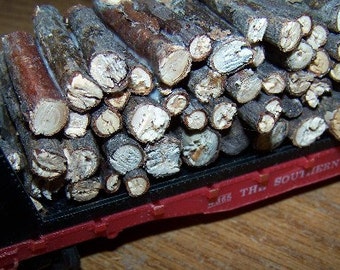 HO Scale Model Railroading REAL WOOD Wooden Logs (25pcs) for the Train Layout ~~ Recycled Christmas Tree