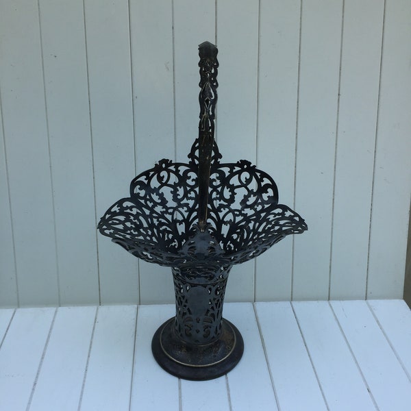Vintage Forbes SP Co. Silverplate Filigree Basket Vase, Table Decor, Shabby Chic Decor, Elegant Decor, Victorian Style Vase, Gift