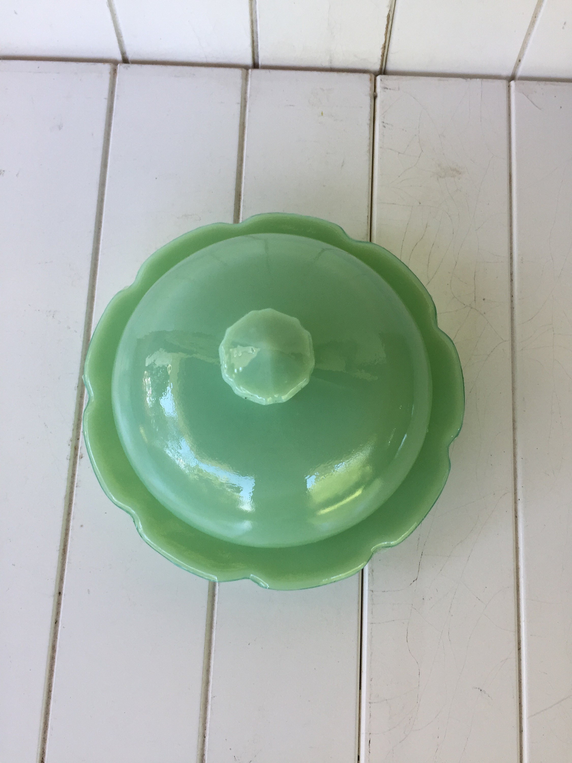 Jadeite Butter Dish With Dome Lid Vintage Butter Dish Etsy