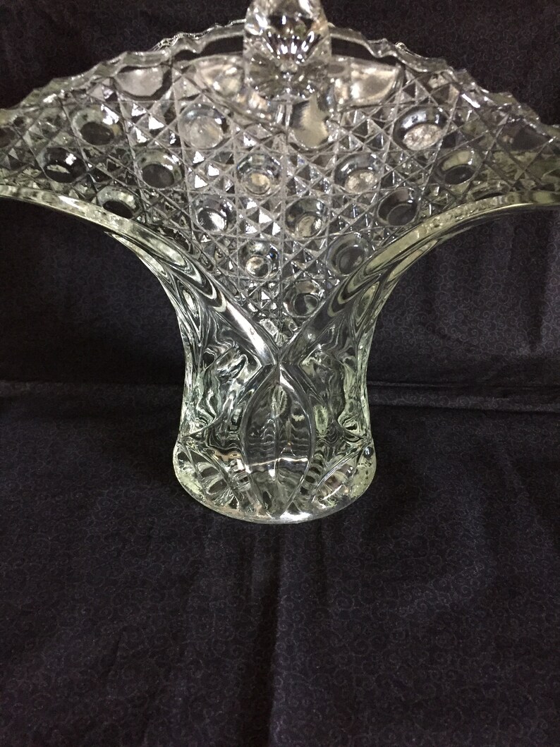 Vintage Large Glass Basket Daisy and Button Basket Bride Etsy