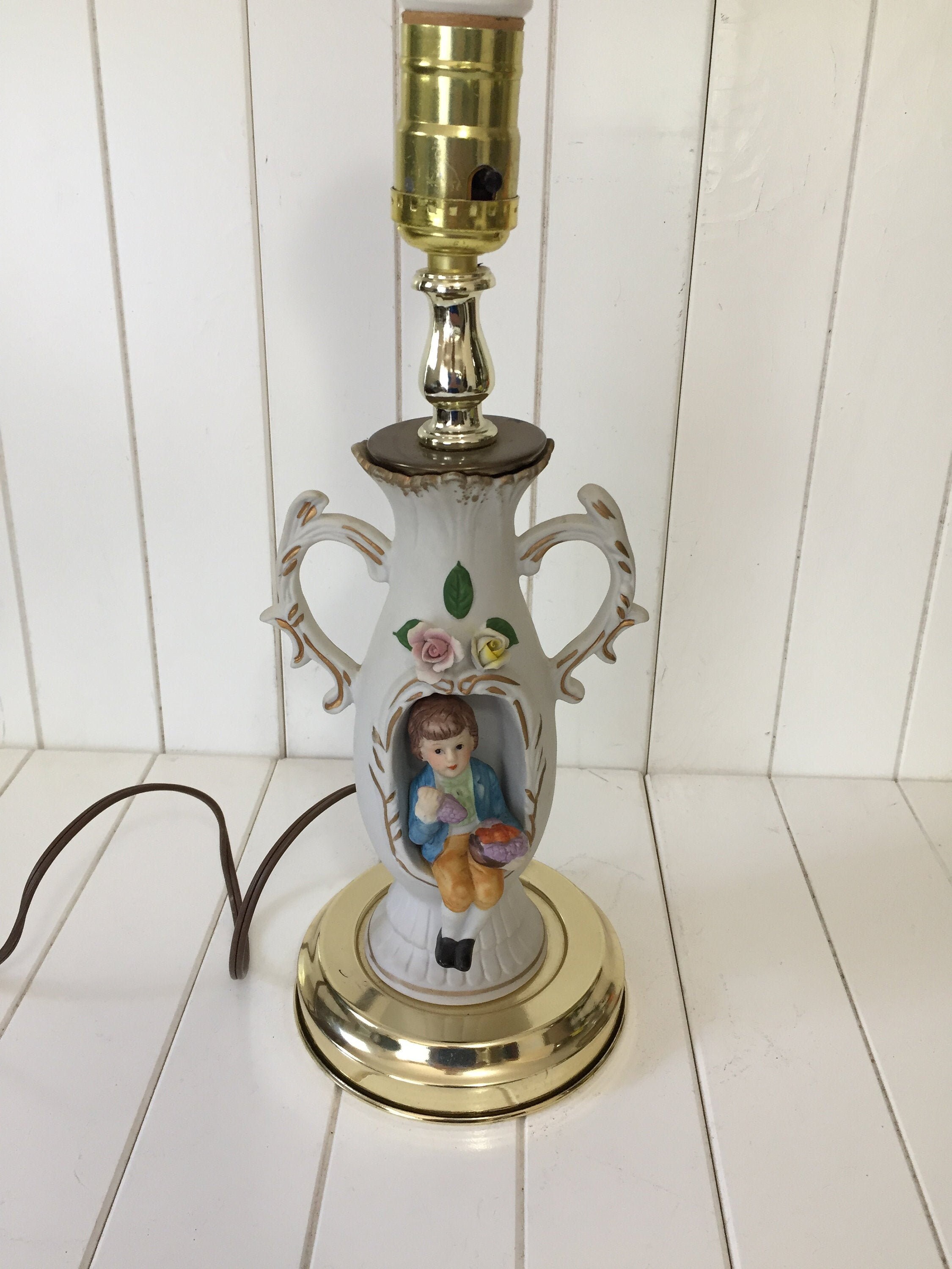 Ceramic Figurine Lamp Boy Figurine Lamp Accent Lamp Vintage Etsy