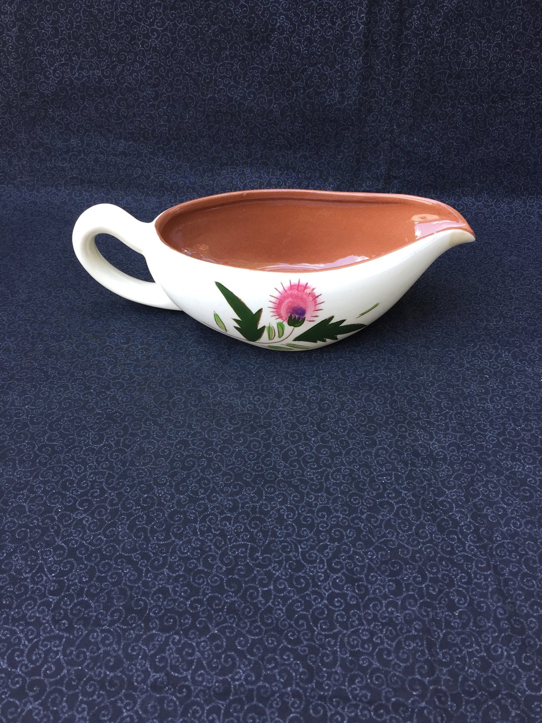 Vintage Stangl Pottery Gravy Boat Thistle Design Cottage Etsy