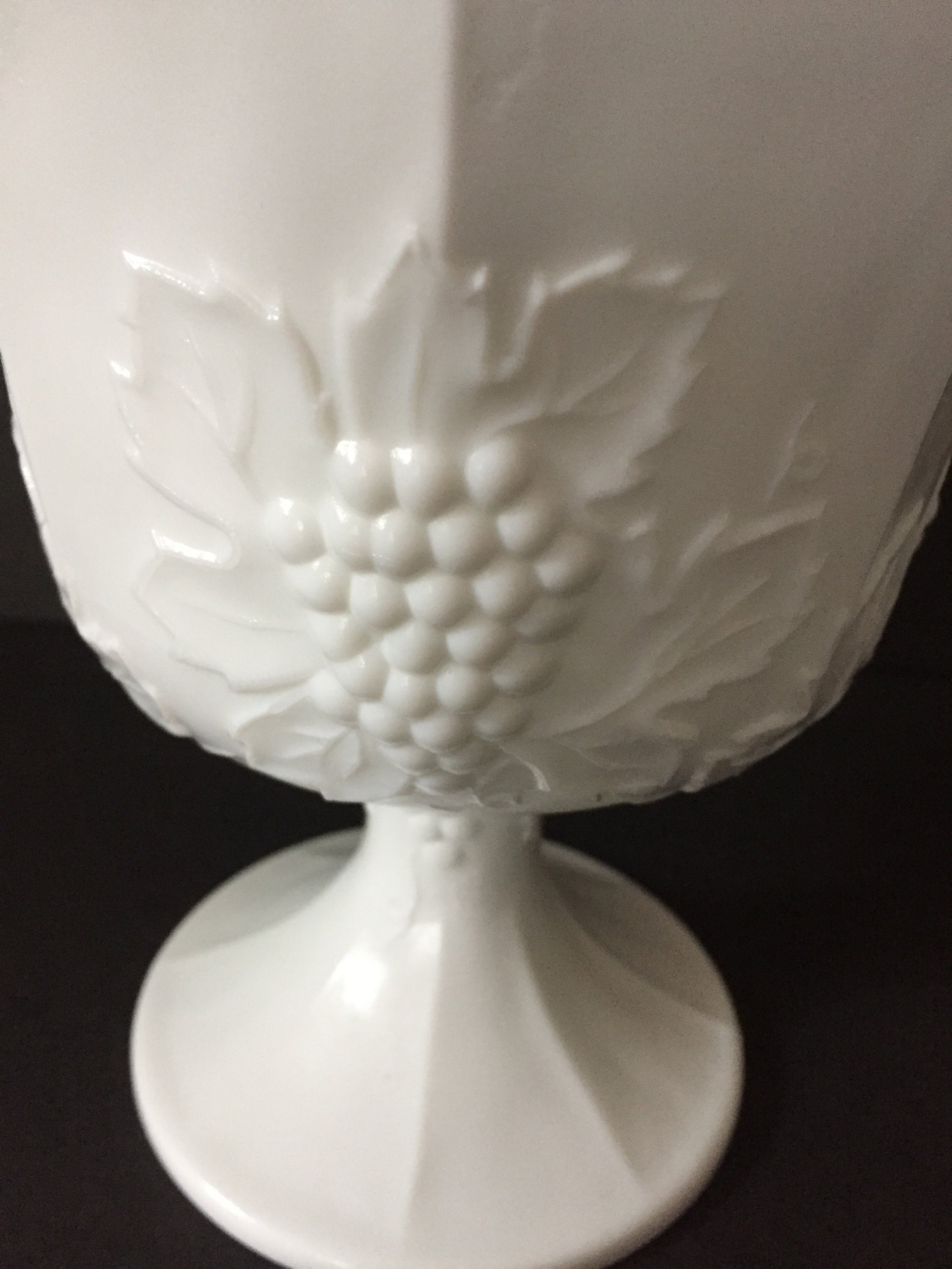 Vintage Milk Glass Harvest Grape Compote Milkglass Compote Etsy