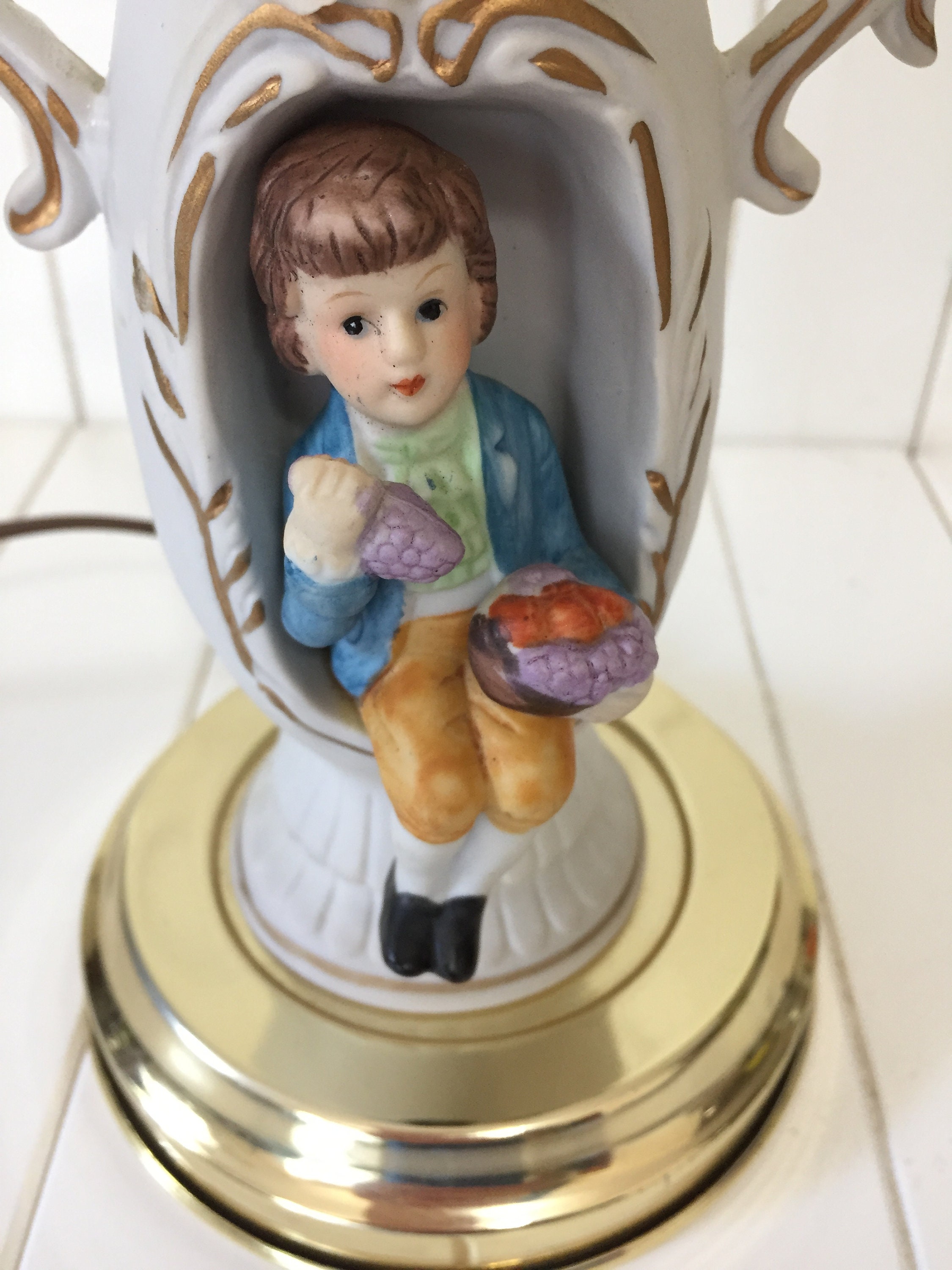 Ceramic Figurine Lamp Boy Figurine Lamp Accent Lamp Vintage Etsy