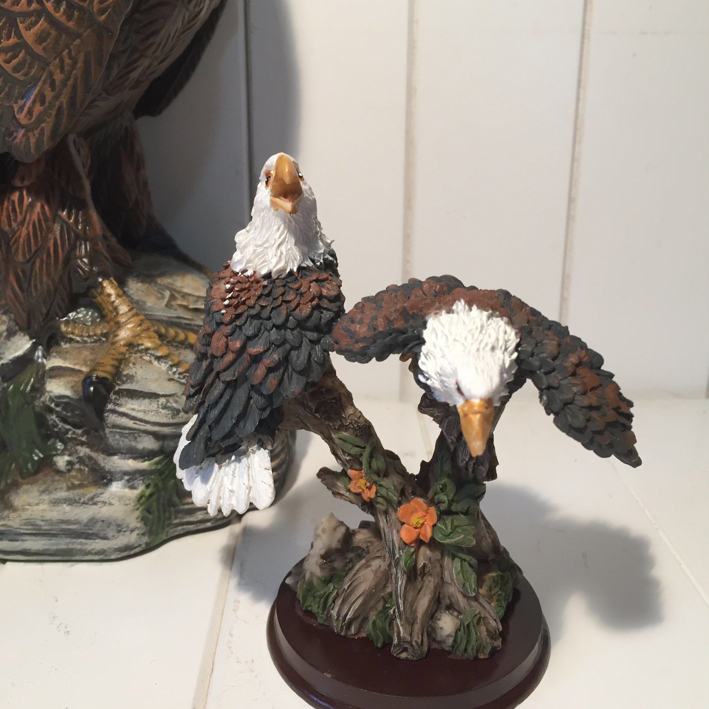 Set Of 3 Eagle Figurines Cabin Decor Office Decor Vintage Etsy