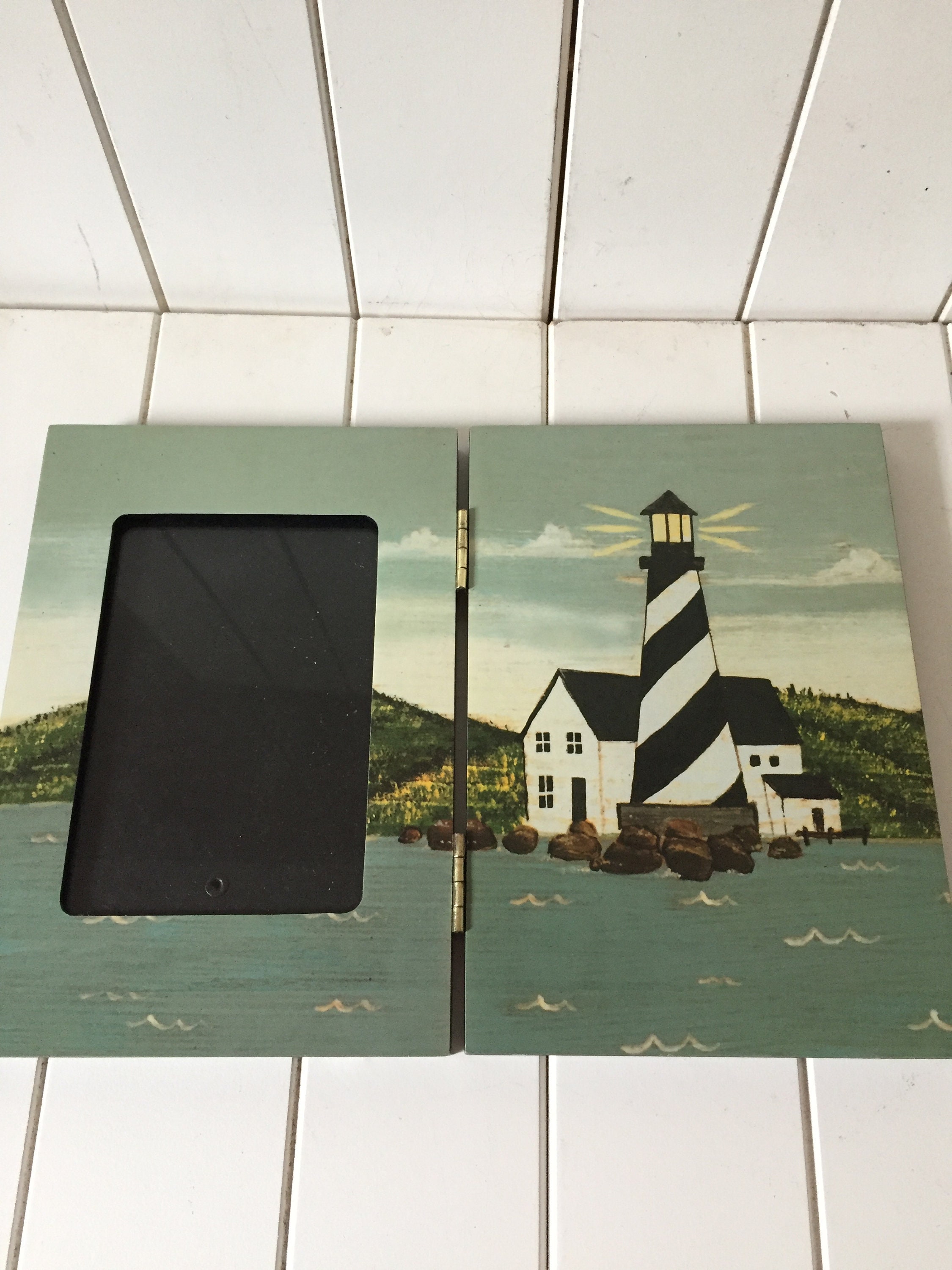 Primitive Style Lighthouse Picture Frame Desktop Picture Etsy