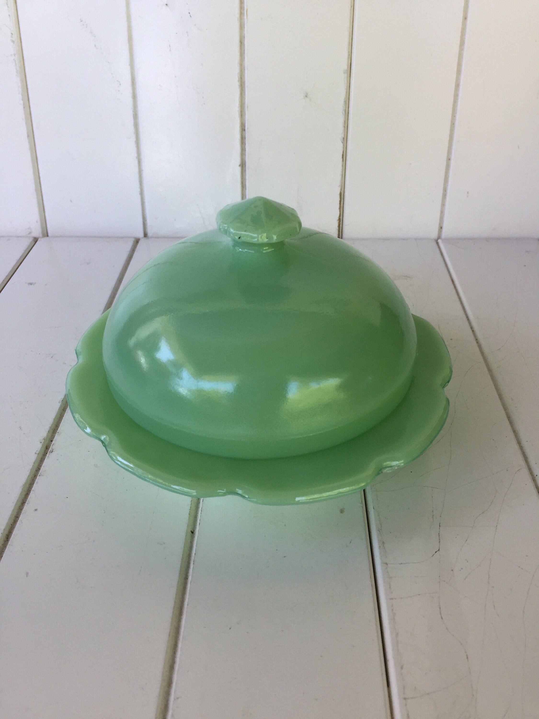Jadeite Butter Dish With Dome Lid Vintage Butter Dish Etsy