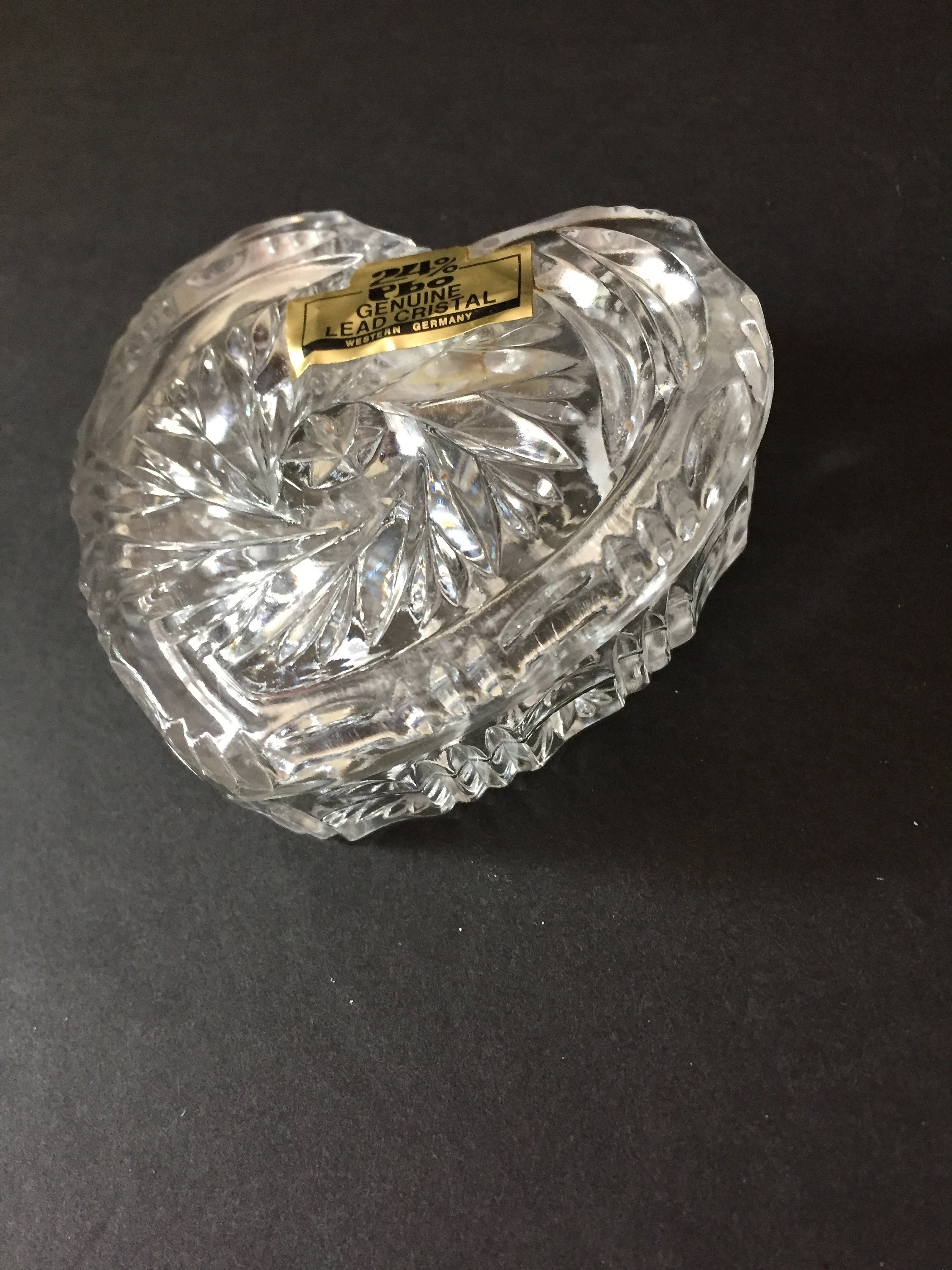 Lead Crystal Heart Shaped Trinket Box Small Crystal Trinket Etsy