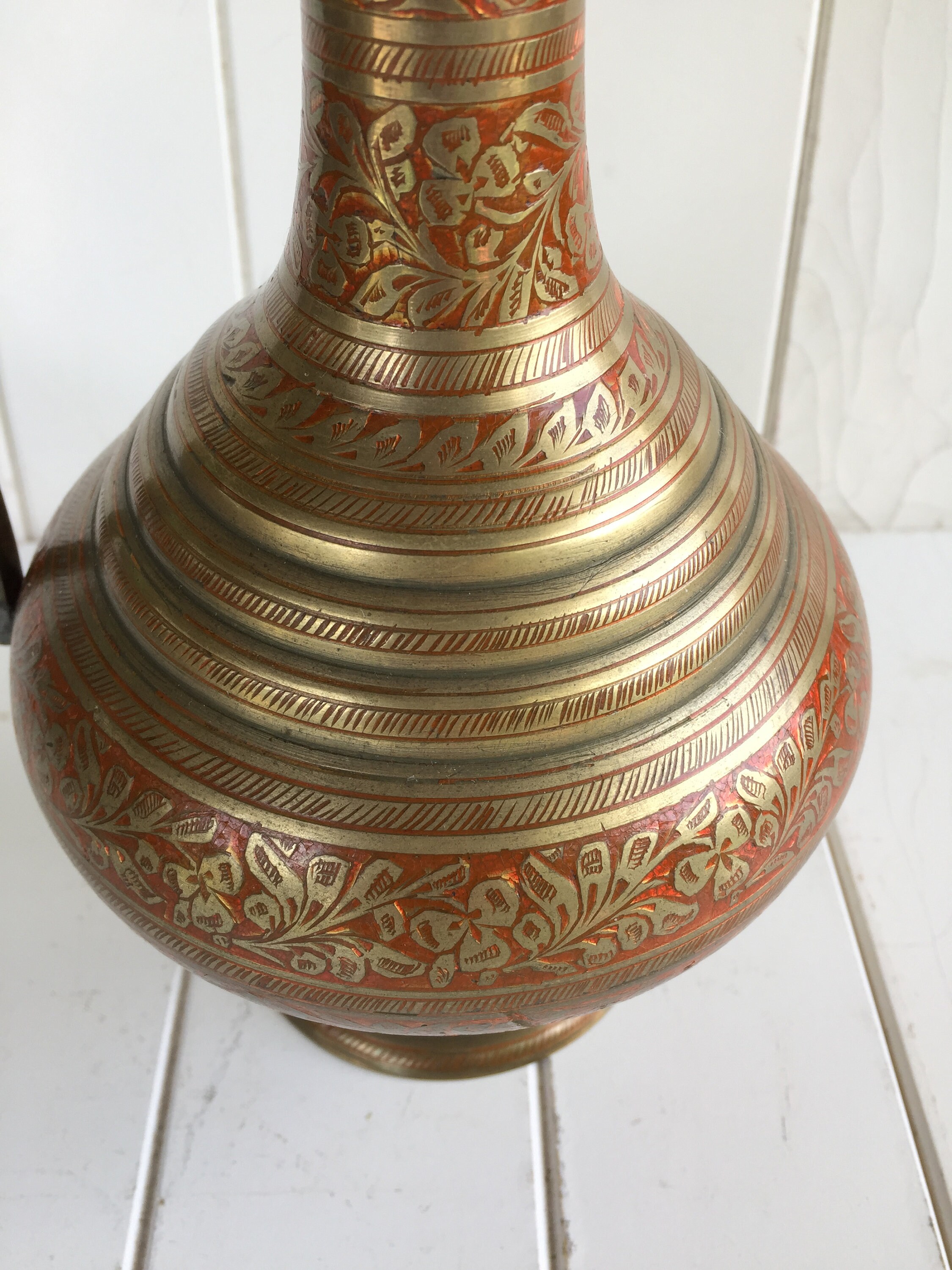 Vintage Brass Vase With Ornate Designs India Brass Vase Etsy