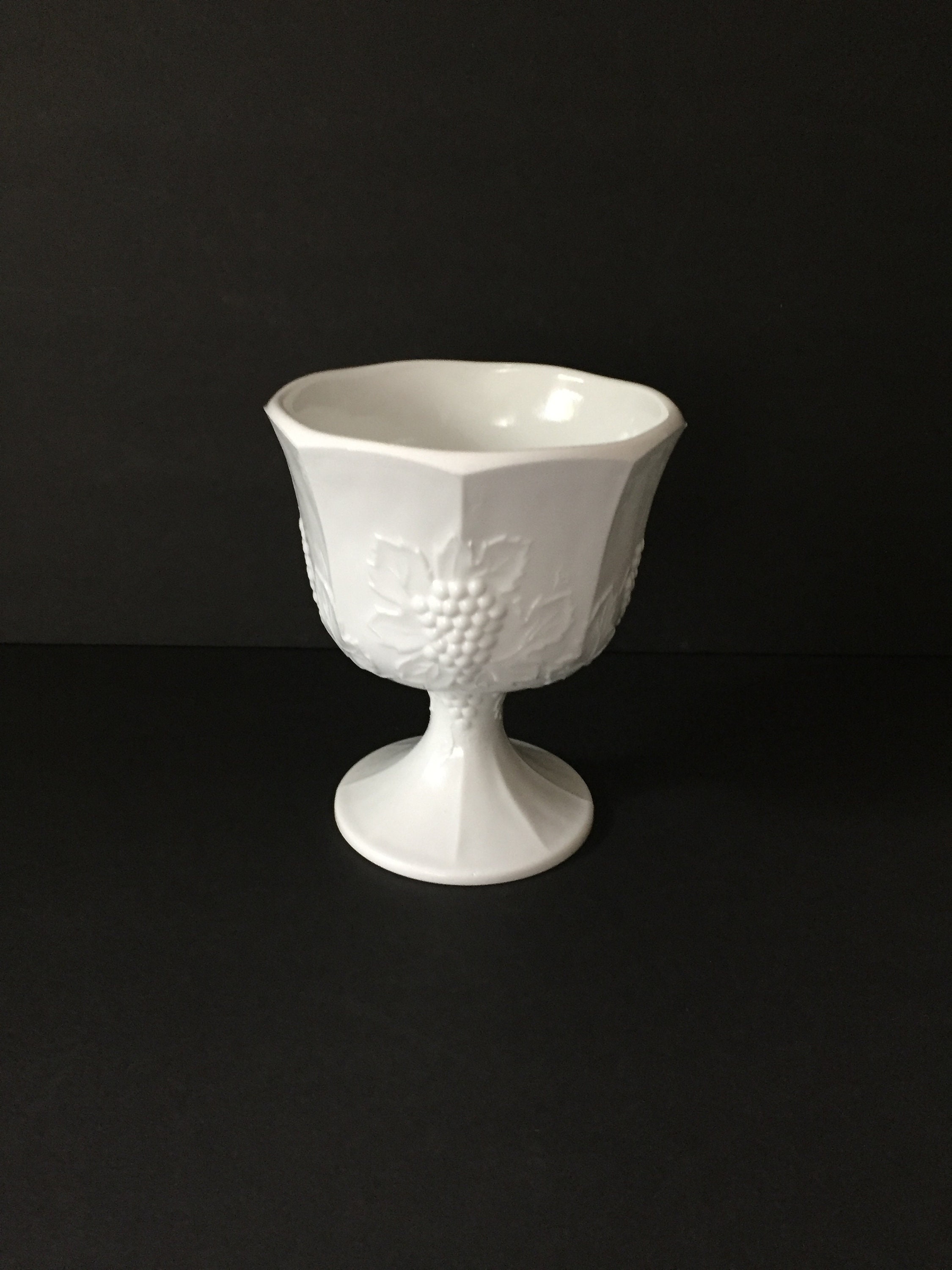 Vintage Milk Glass Harvest Grape Compote Milkglass Compote Etsy
