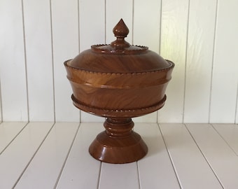 Vintage Wood Compote, Vintage Wood Candy Dish, Centerpiece, Table Decor, Kitchen Decor, Gift