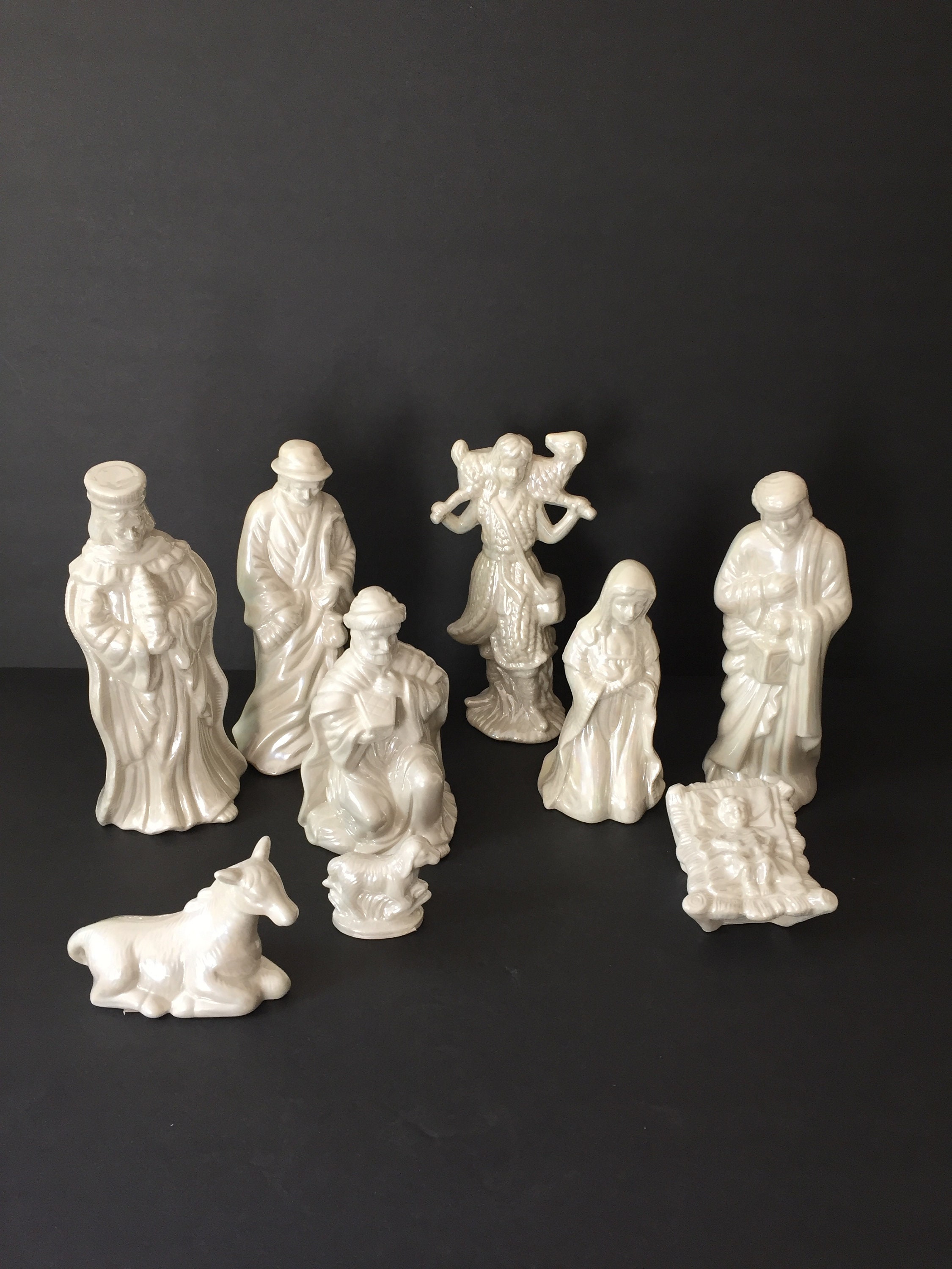 Set Of 9 Nativity Set Porcelain Nativity Set Christmas Etsy