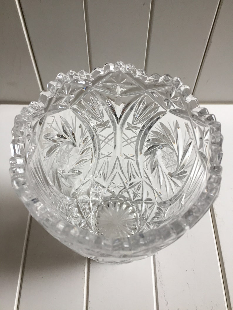 Heavy Lead Crystal Footed Vase Vintage Czechoslovakia Crystal Etsy