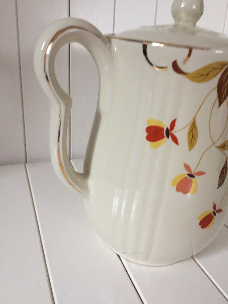 Vintage 1930s Hall Jewel Tea Autumn Leaves Pitcher With Lid Etsy