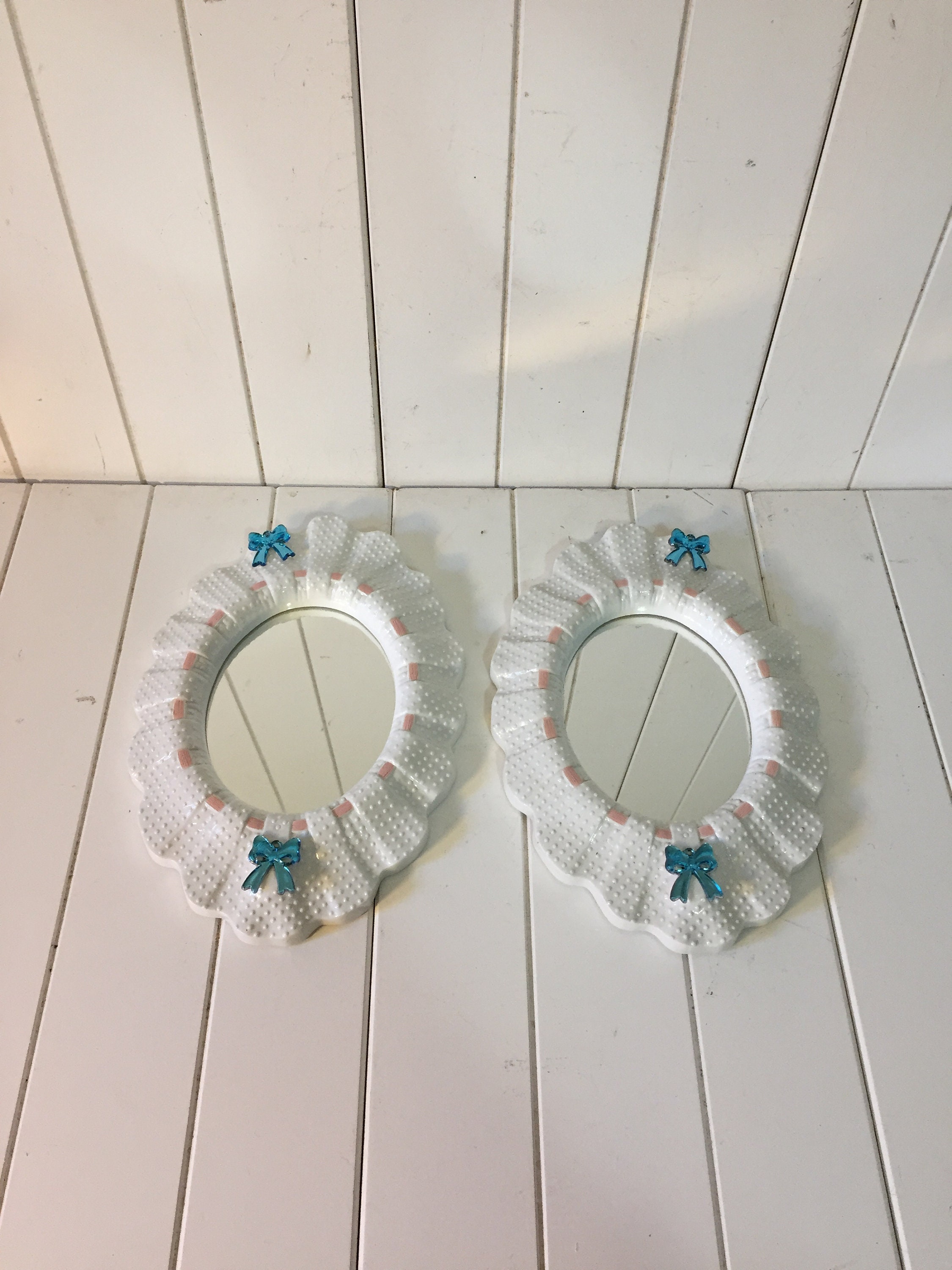 Set Of 2 Upcycled Vintage Homeco Mirrors Wall Decor Wall Etsy