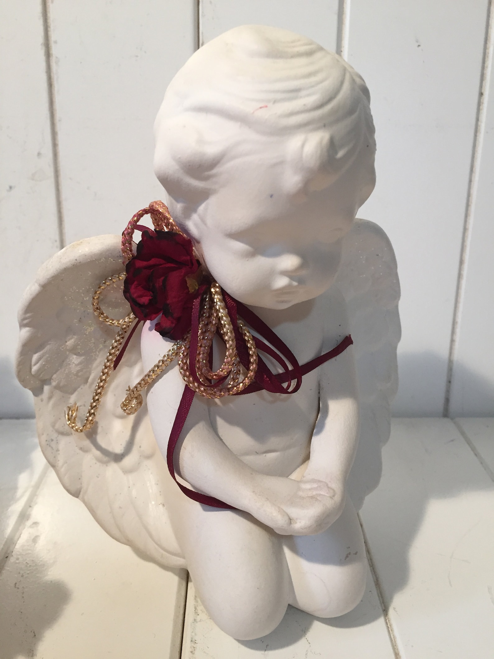 Set Of 2 Cherub Figurines Angel Decor Cherub Shelf Sitters Etsy