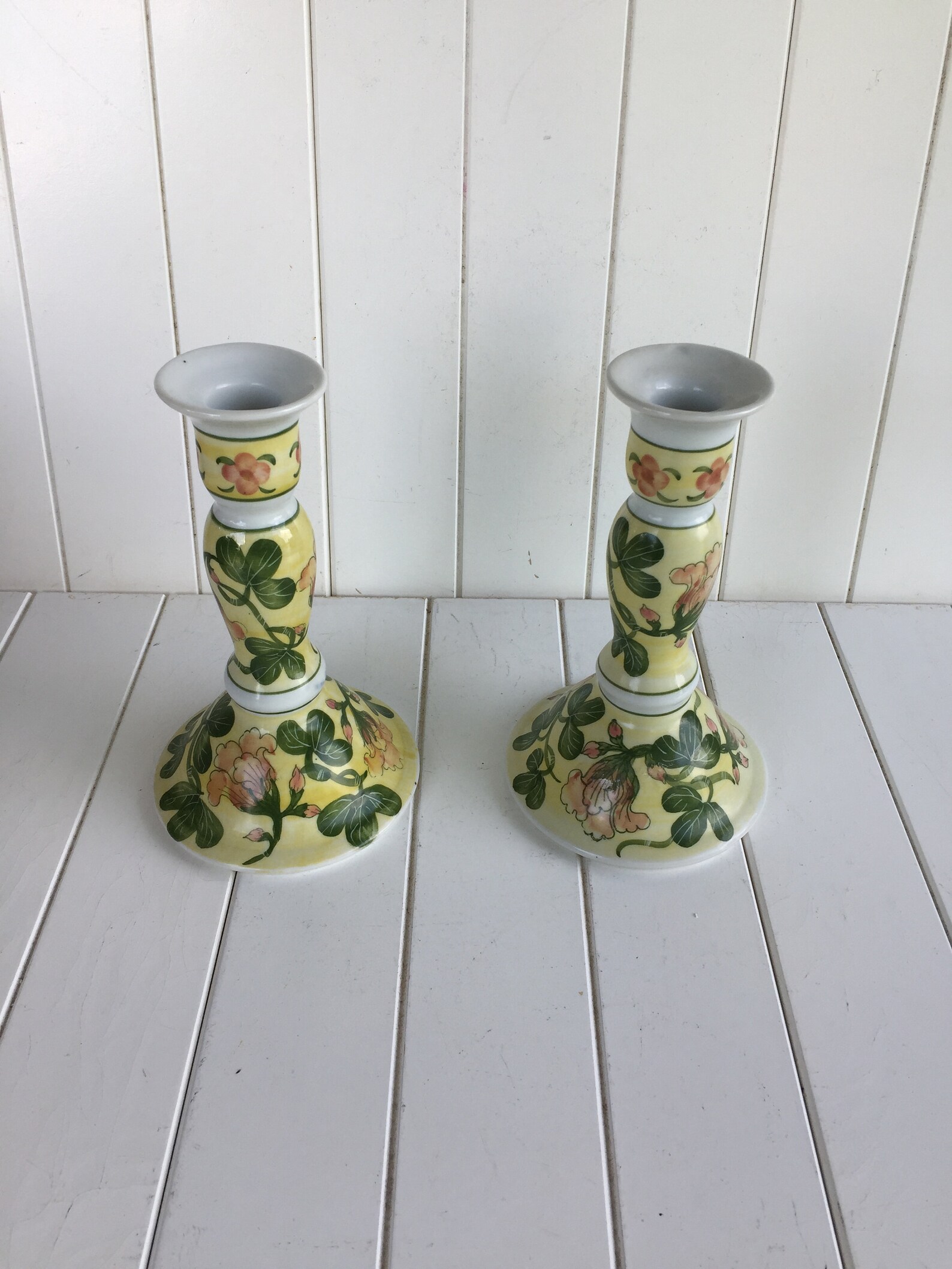 Set of 2 Hand Painted Candle Holders Ceramic Candle Holders Etsy