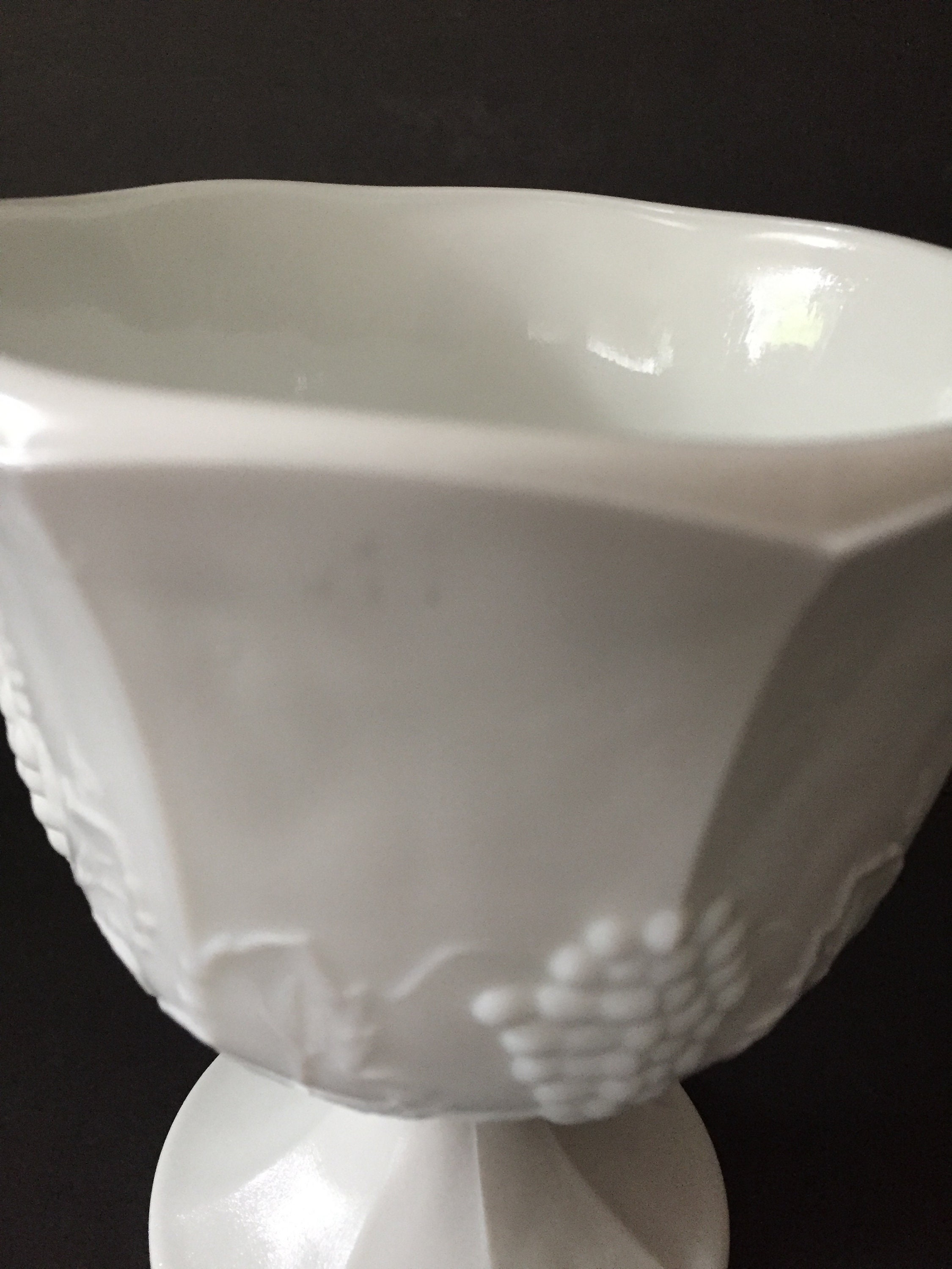 Vintage Milk Glass Harvest Grape Compote Milkglass Compote Etsy