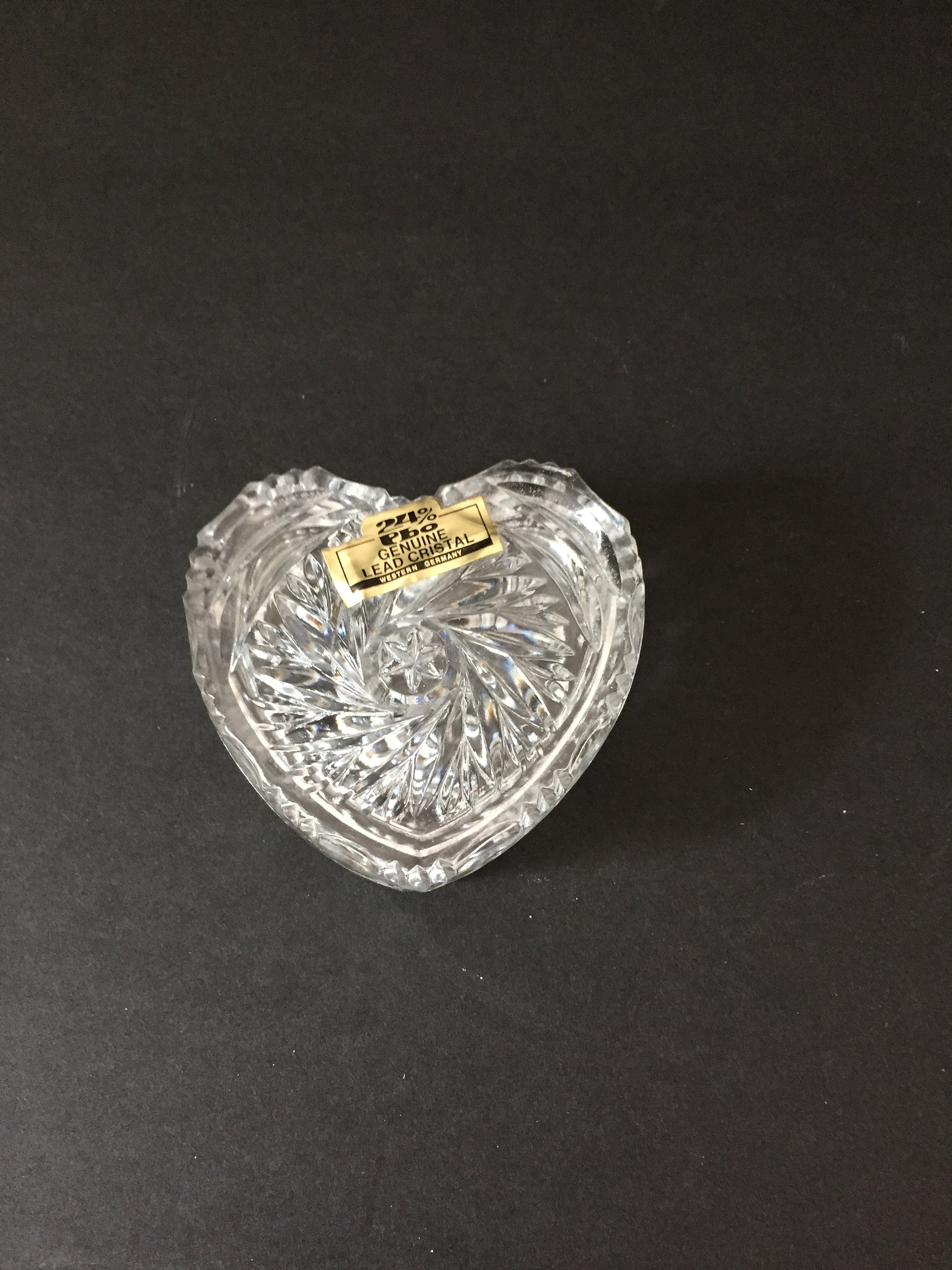 Lead Crystal Heart Shaped Trinket Box Small Crystal Trinket Etsy