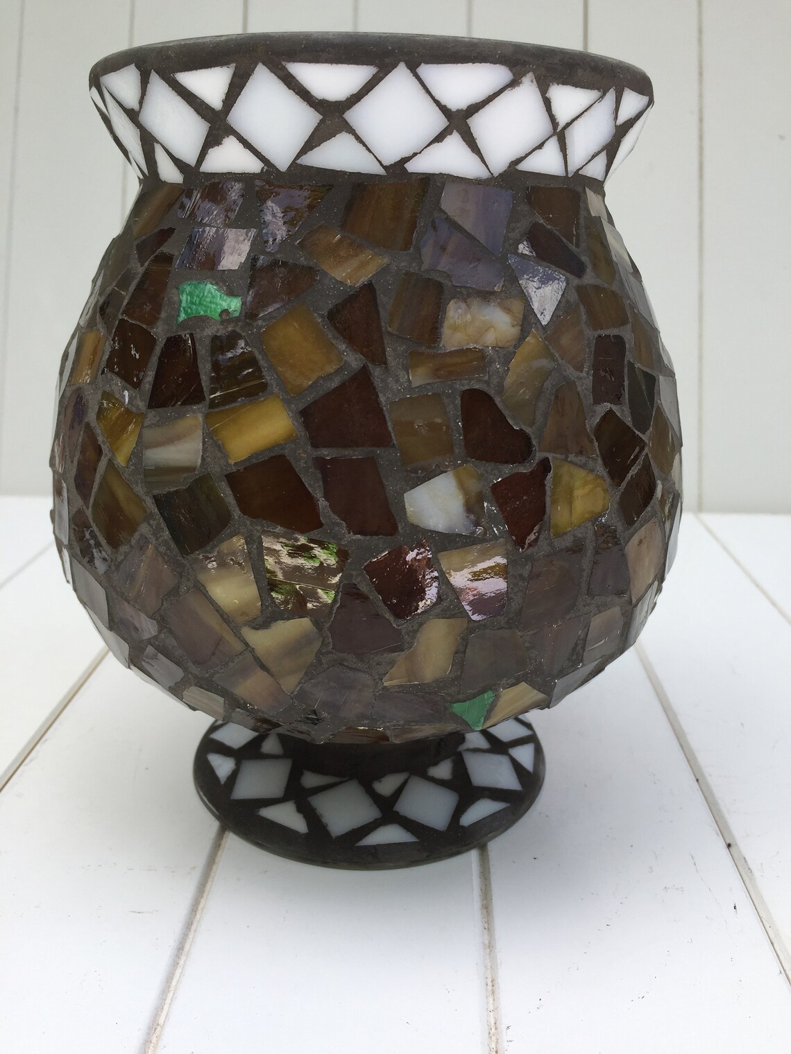 Home Interiors Candle Holder Stained Glass Candle Holders Etsy