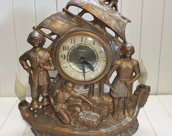 Vintage 1960s Pirate Clock Lamp Vintage Clock Mantle Clock Etsy