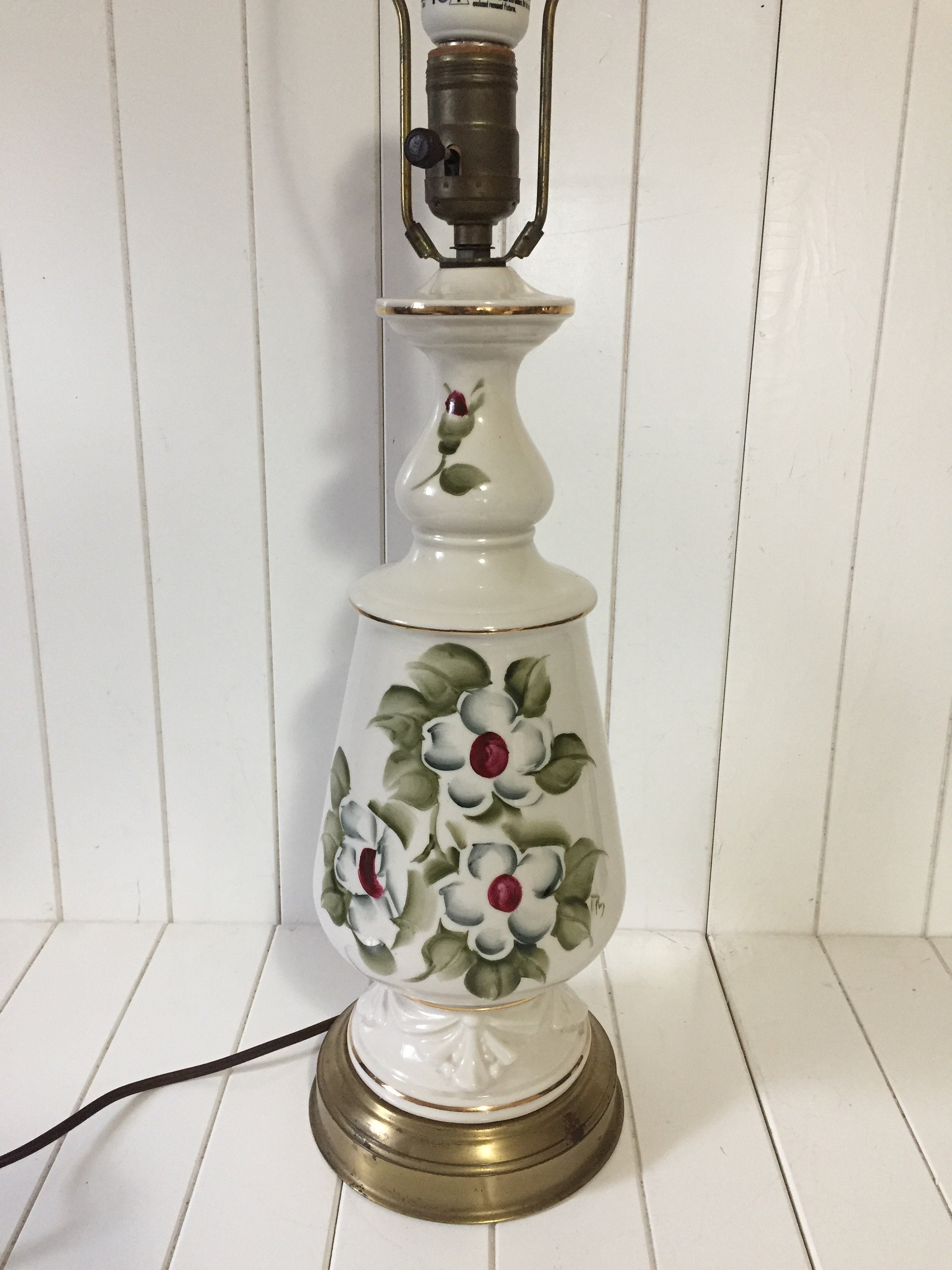 Beautiful Vintage Hand Painted Lamp Vintage Floral Lamp | Etsy