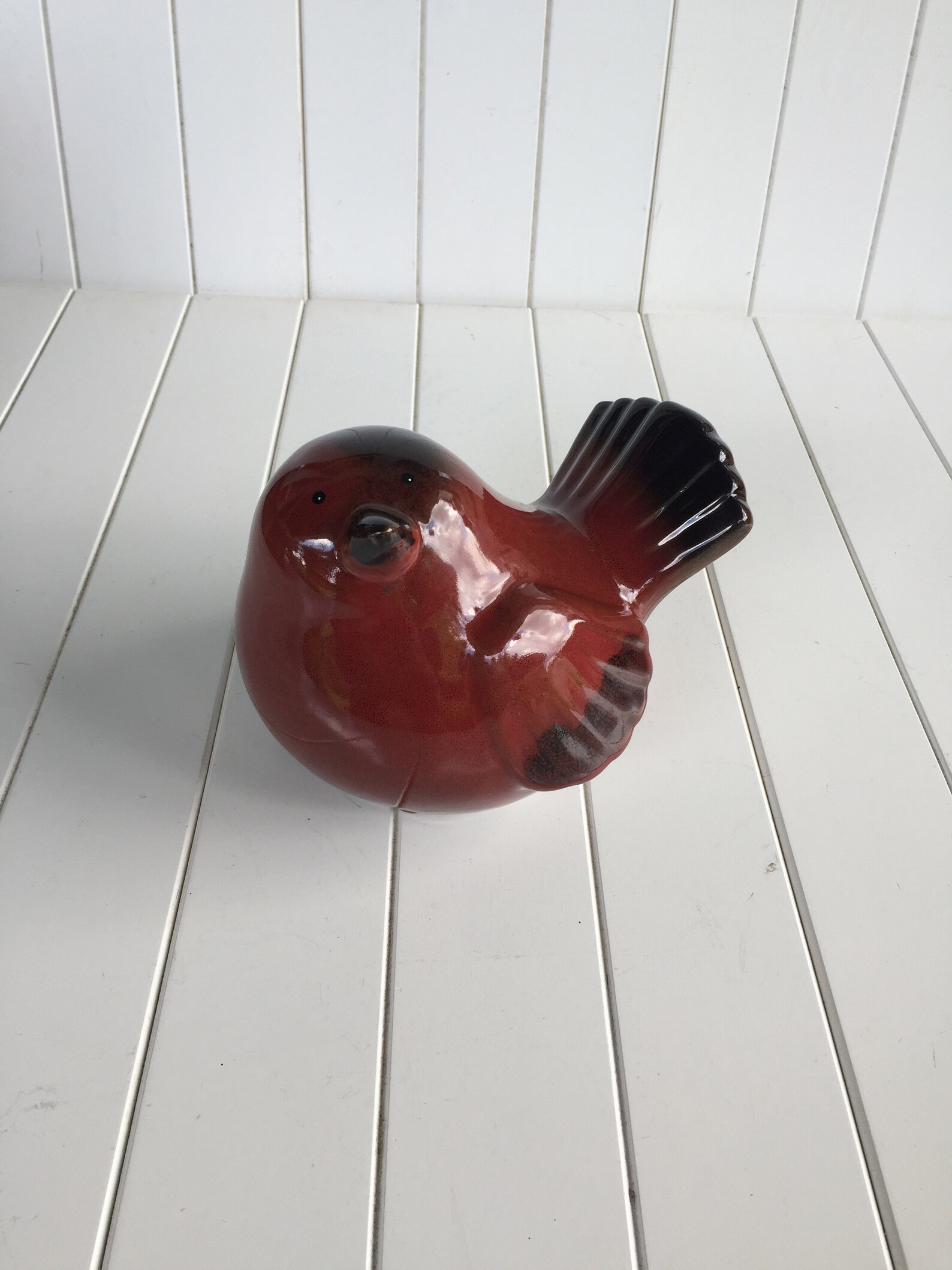 Large Ceramic Chunky Red Bird Figurine Table Decor Home | Etsy