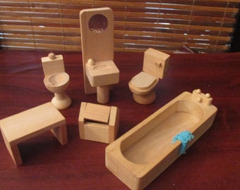 chunky wooden dolls house furniture