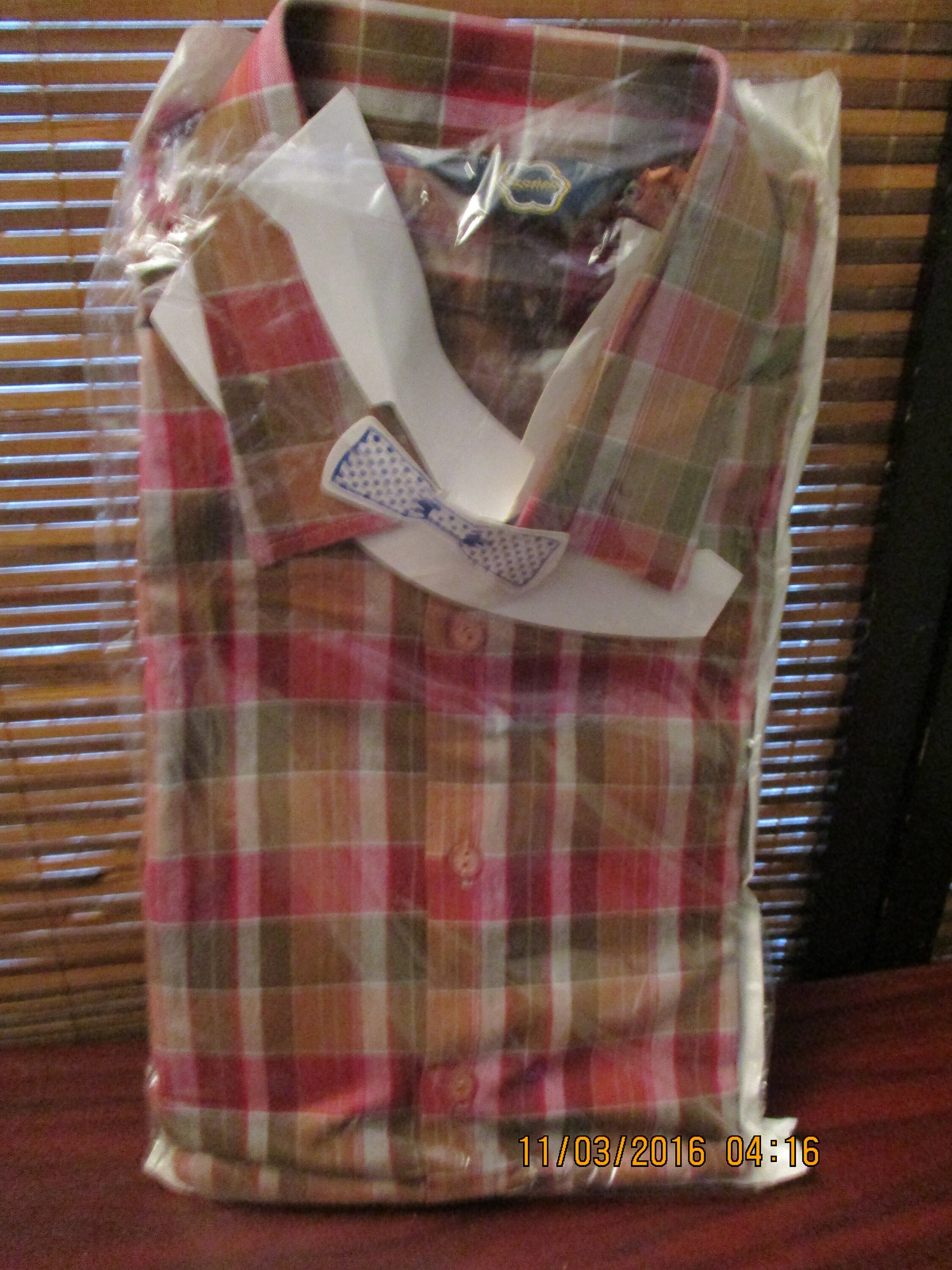Image of Vintage Tom Hagan Mens Shirt Size 16.5 | 42 Brown Check Pattern New