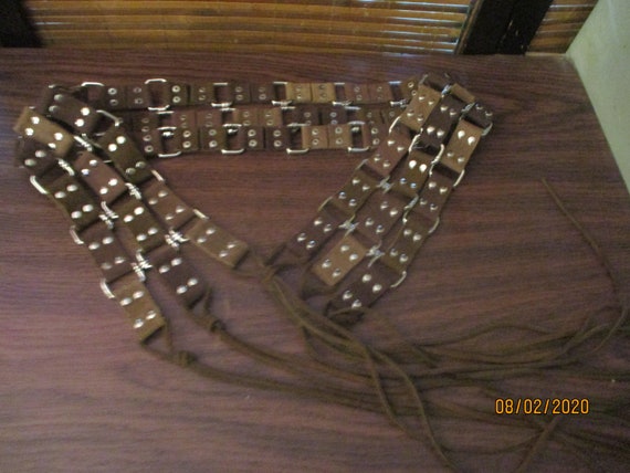 Vintage Ladies Brown Suede and Metal Stud Belt wi… - image 1