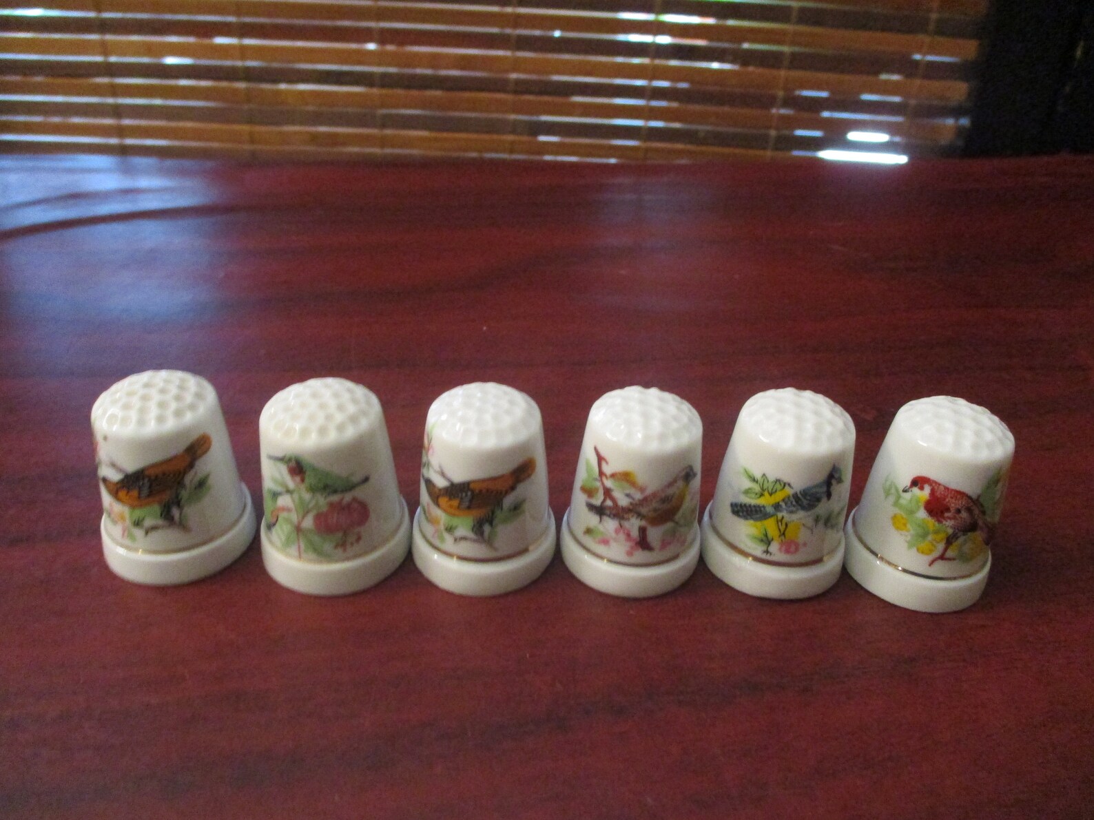 Porcelain China Collectors Decorative Thimbles Birds Etsy