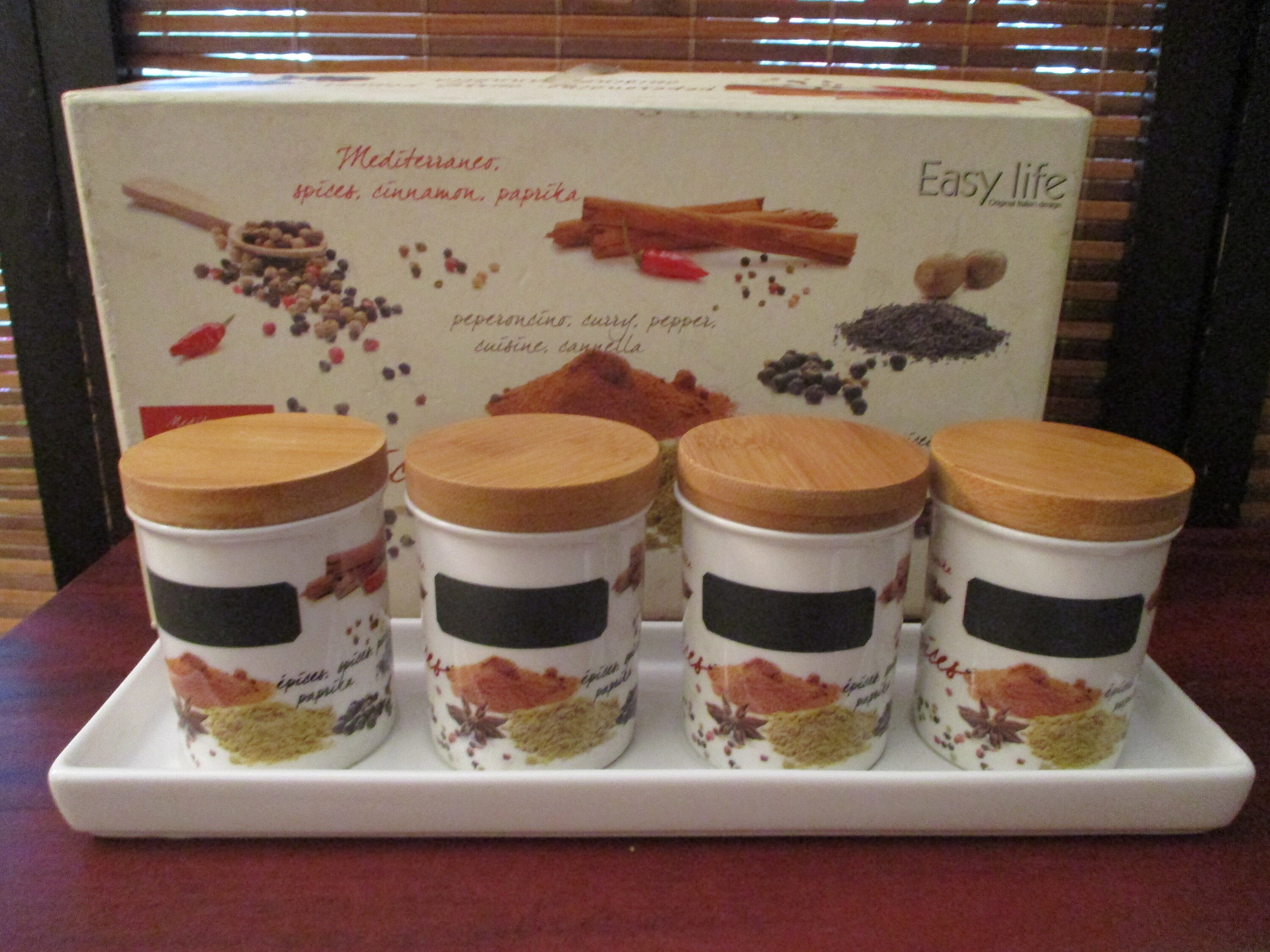 Set of Four Ceramic Spice Pots With Stand Etsy UK
