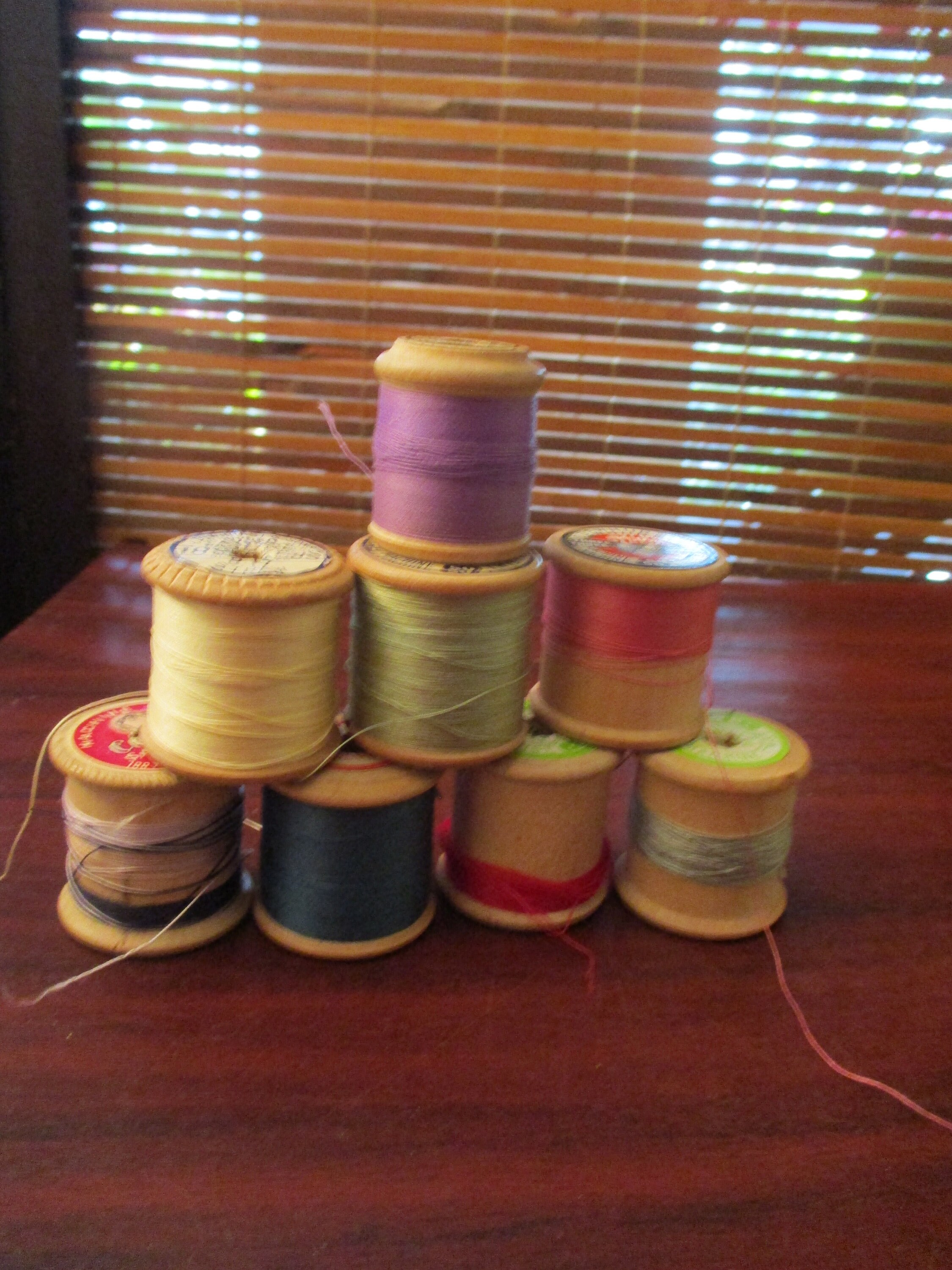 Vintage Wooden Vintage Cotton Reels Mixed Colours Eight Etsy