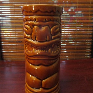 Vintage Ceramic Aztec Face Retro Novelty  Vintage Vase Jug - Brown  Colour