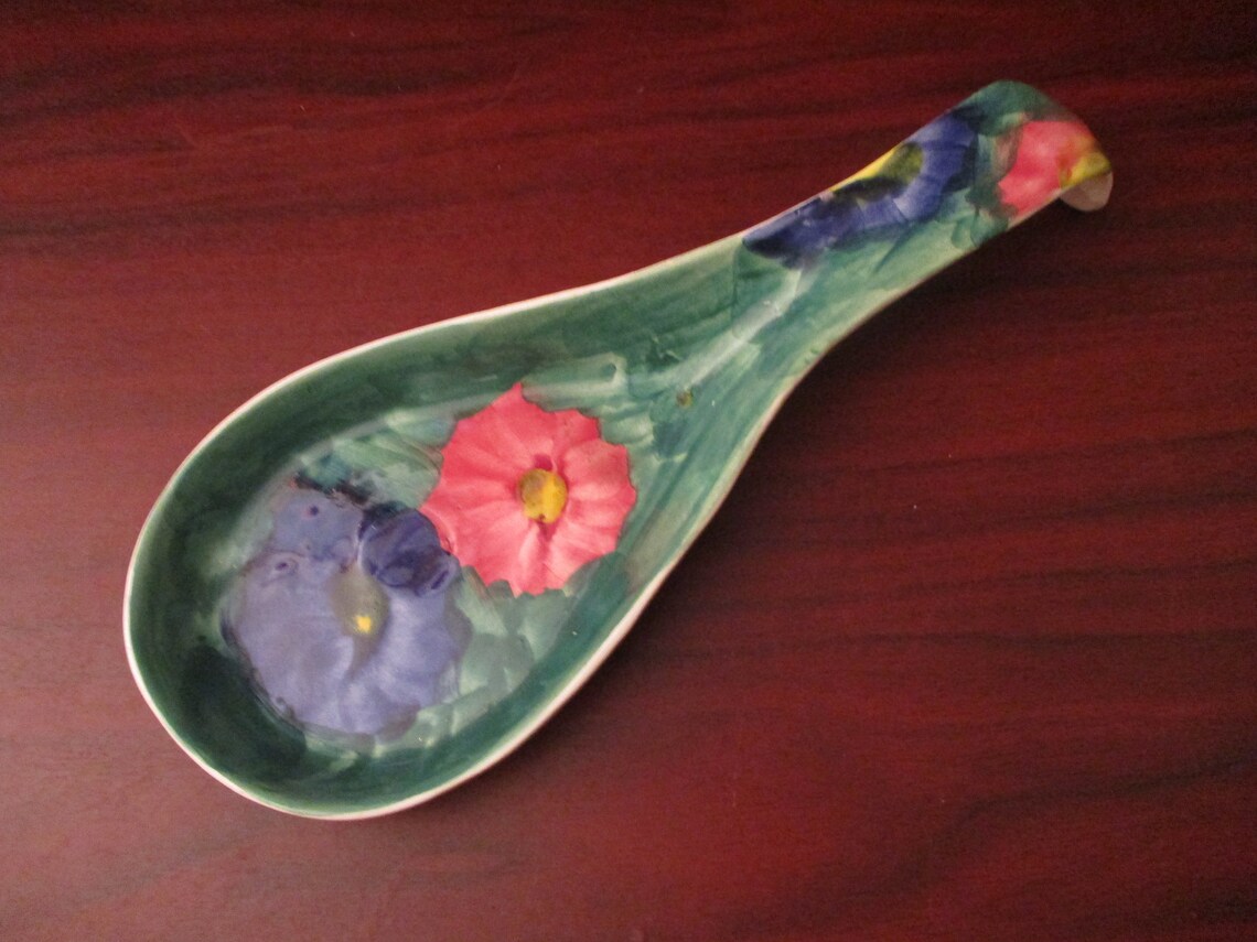 Ceramic Spoon Rest With Flower Design Etsy