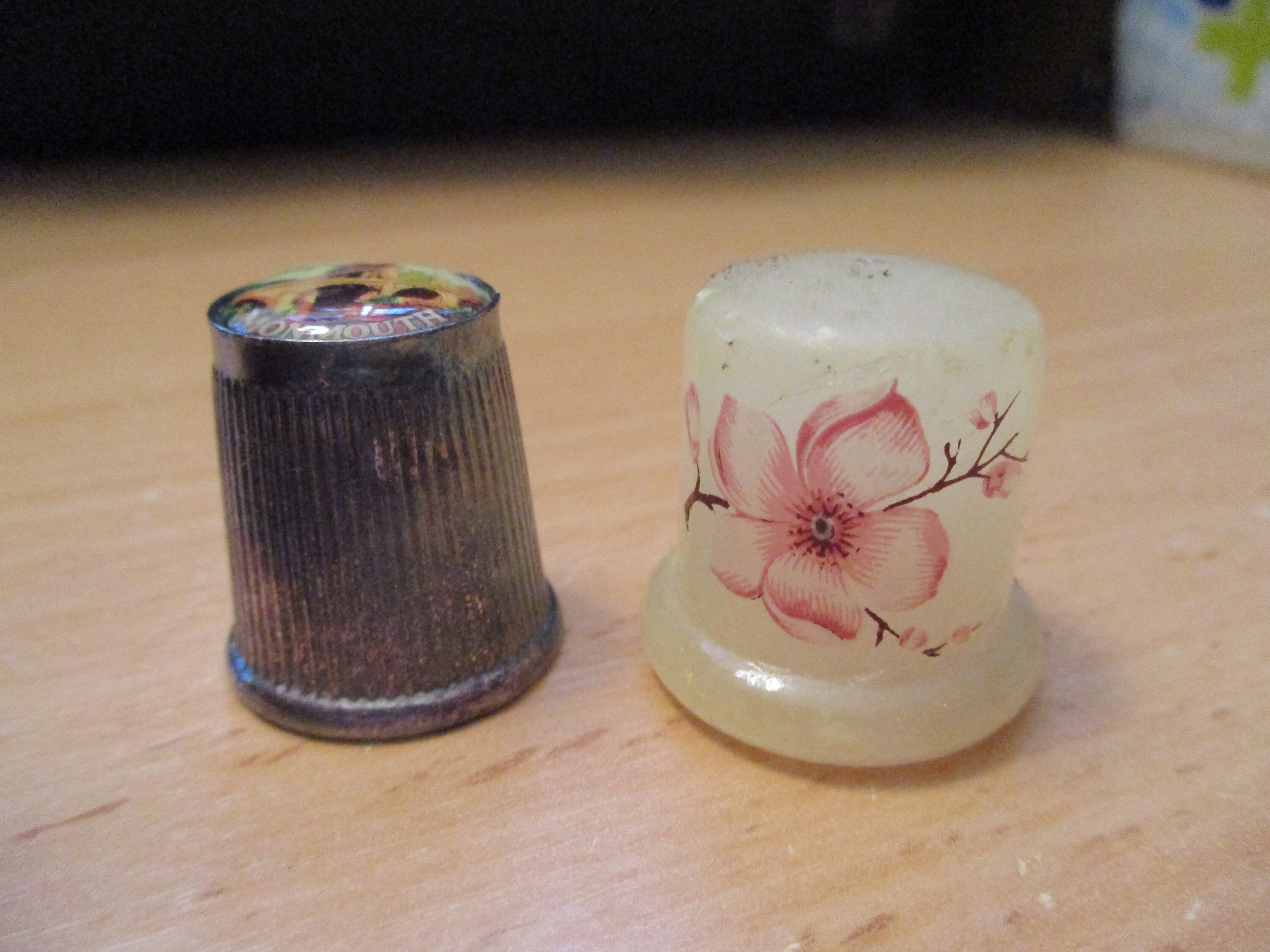 Metal & Glass Vintage Collectors Thimbles set of Two Etsy