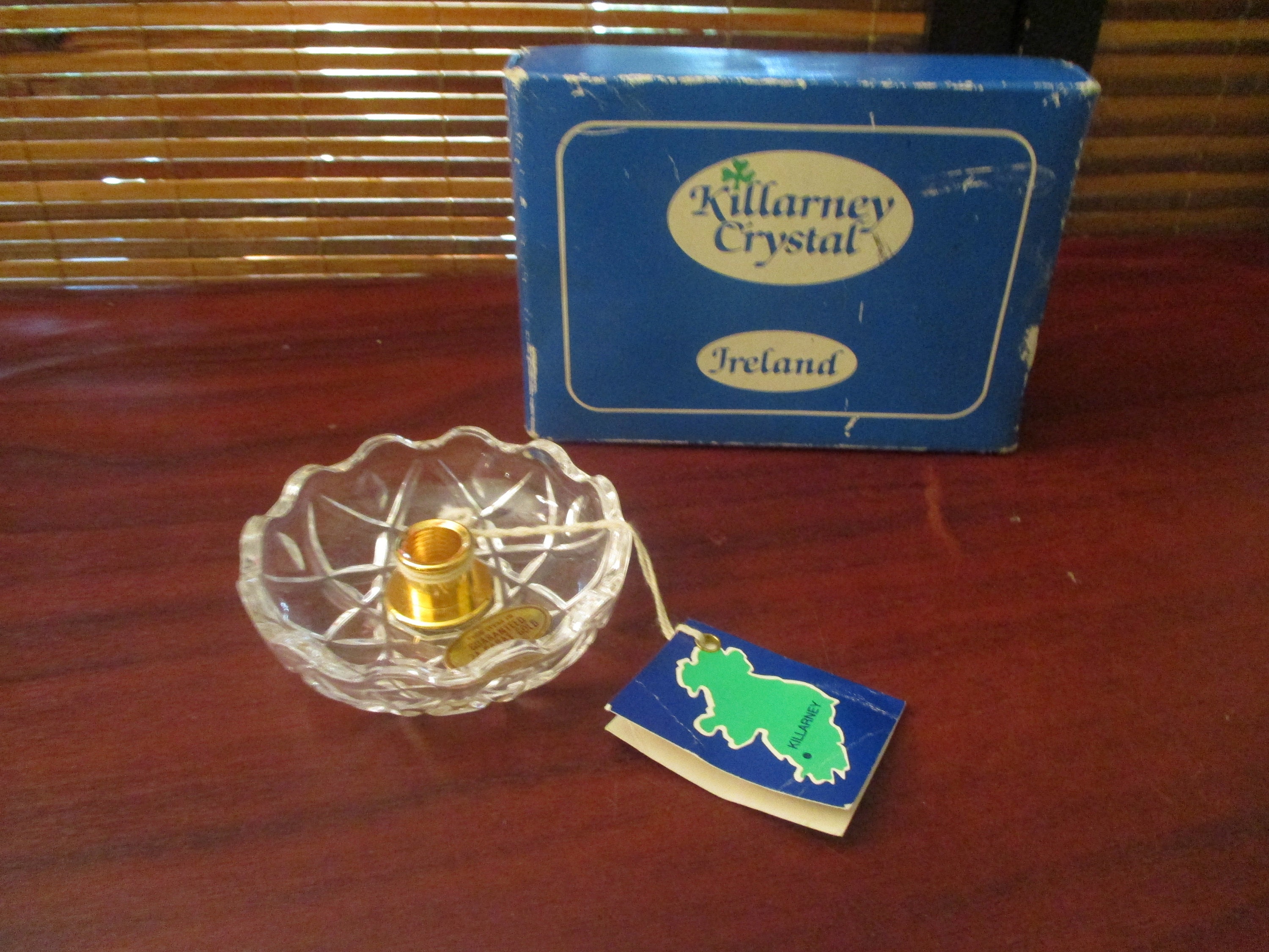 Killarney Crystal Glass Candle Holder With Gold Plate Finish Etsy
