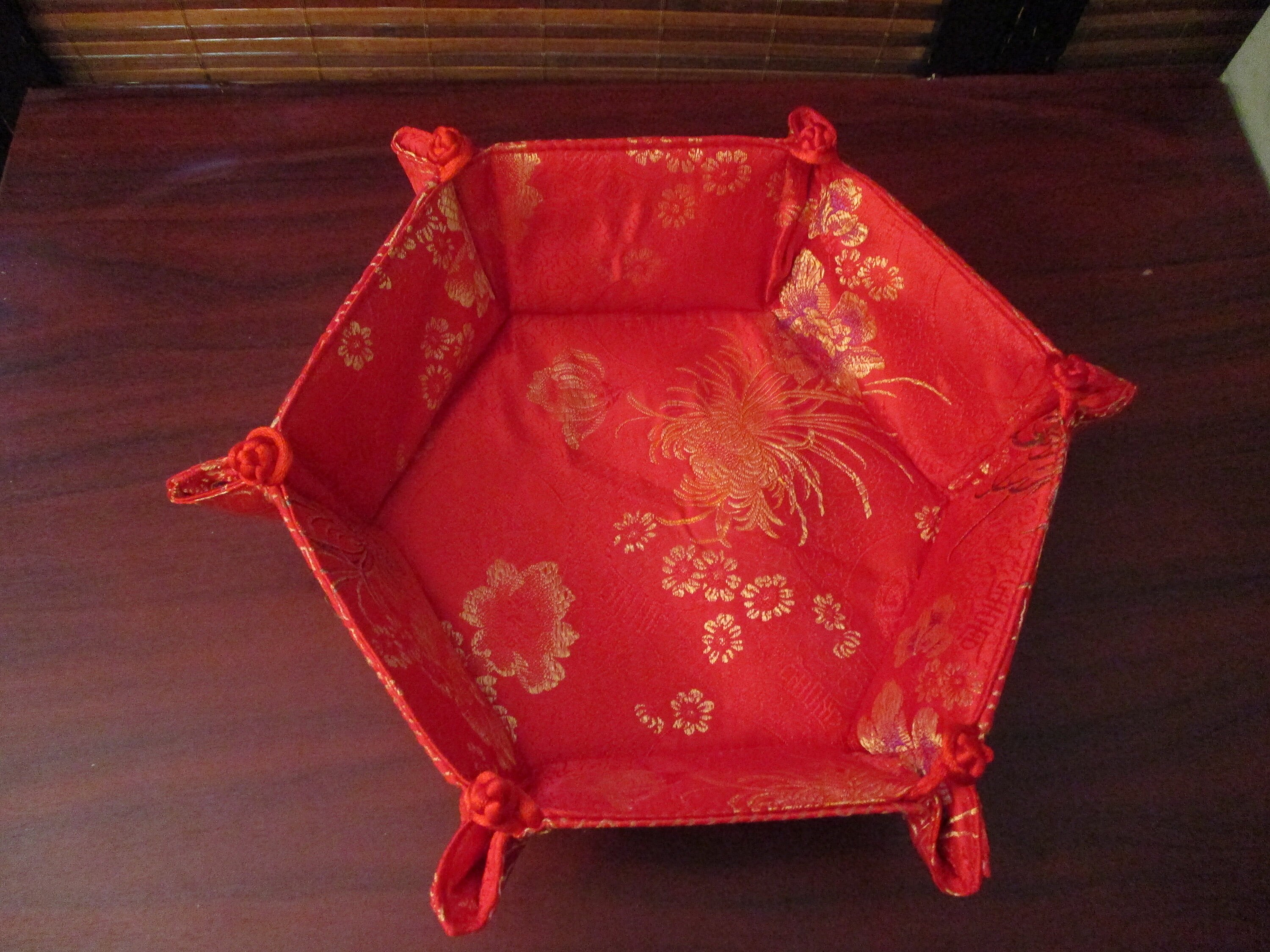 Fold Up Oriental Style Red Bread Basket / Trinket Basket Etsy