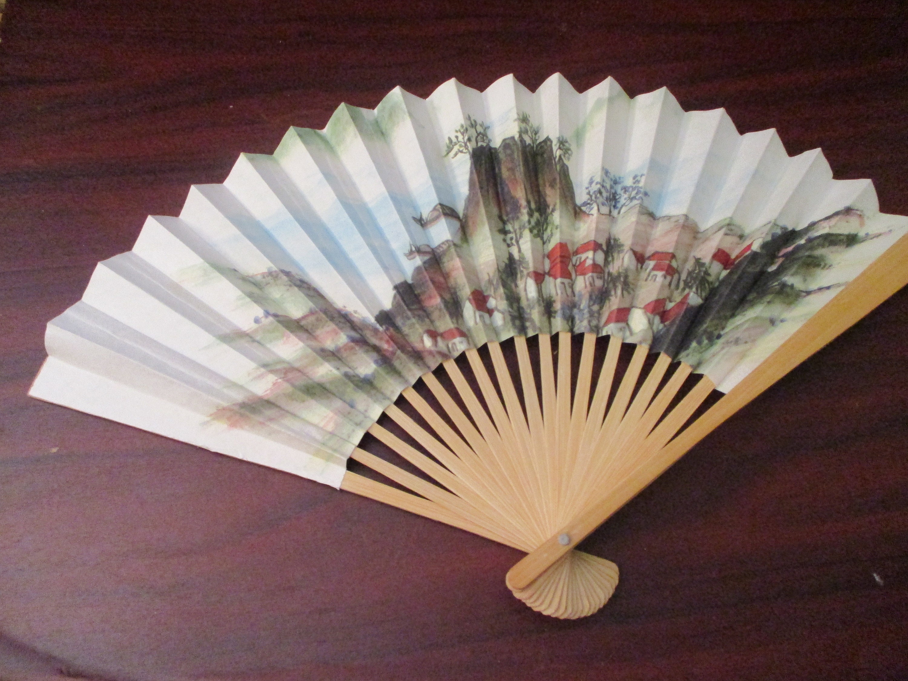Hand Fan White Fold up Japanese Design Paper and Bamboo Fan Etsy UK