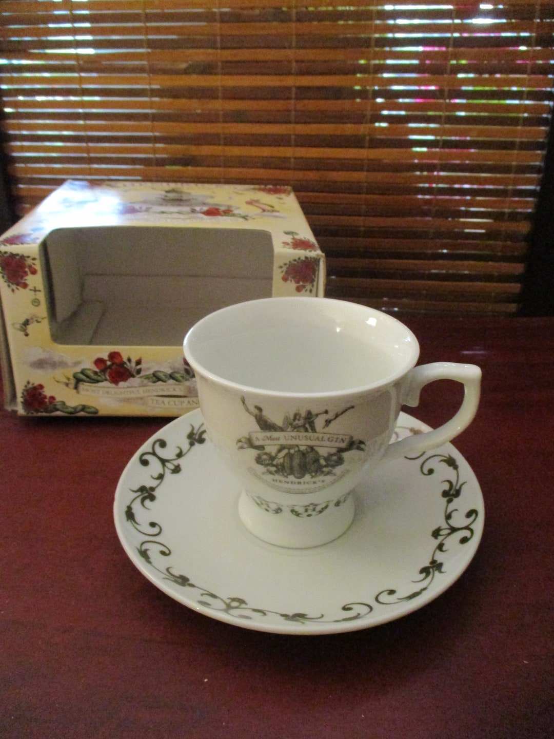 Hendricks Gin Design Ceramic Cup and Saucer A Most Unusual Etsy UK