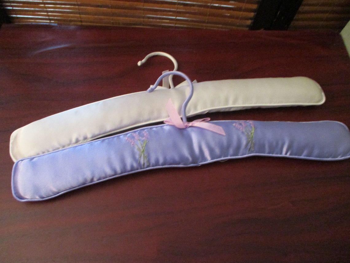Vintage Decorative Satin Padded Coat Hangers Set of Two Etsy
