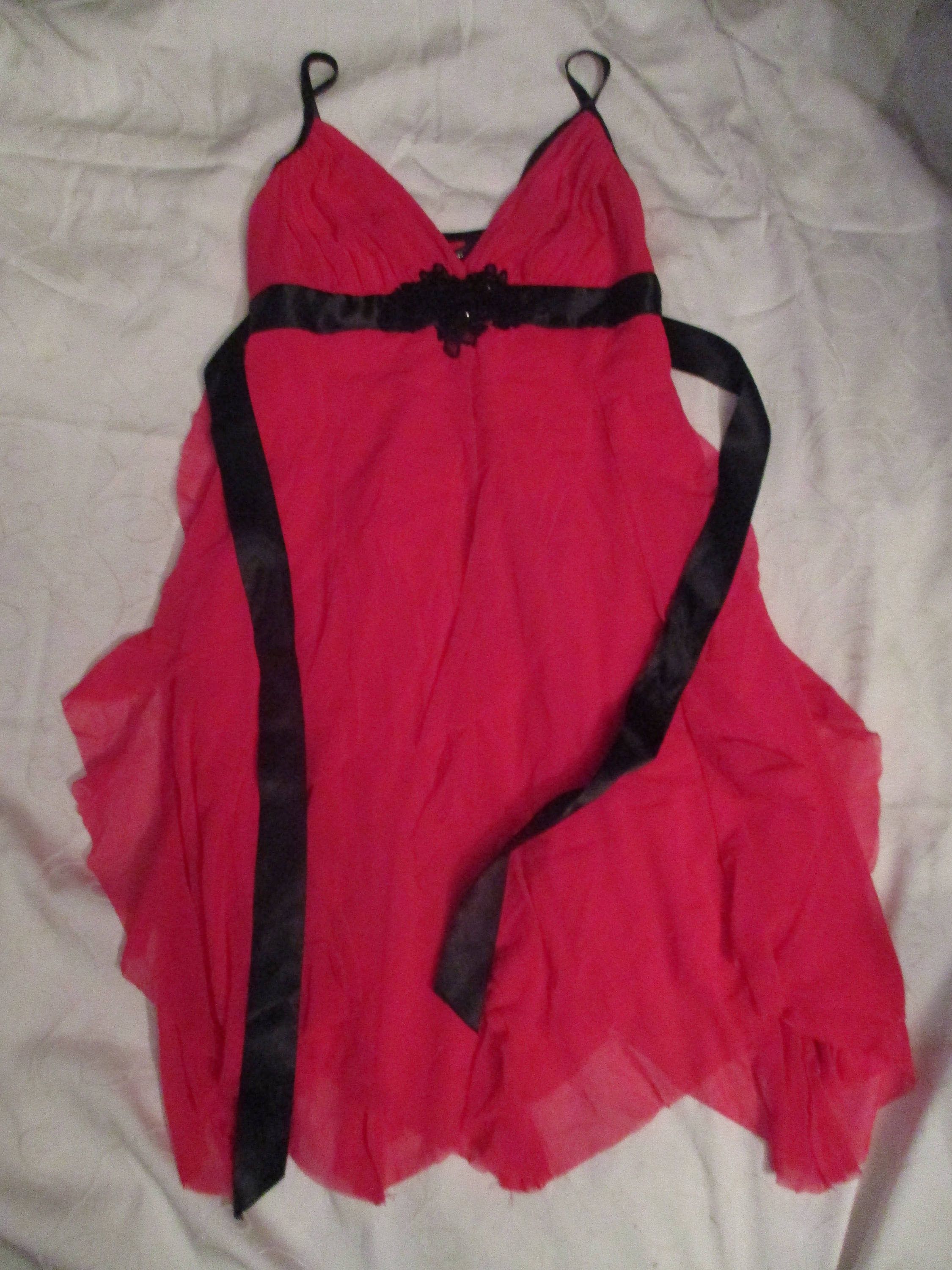 Image of Jane Norman Dark Pink Glamorous Evening Dress With Black Sash | S