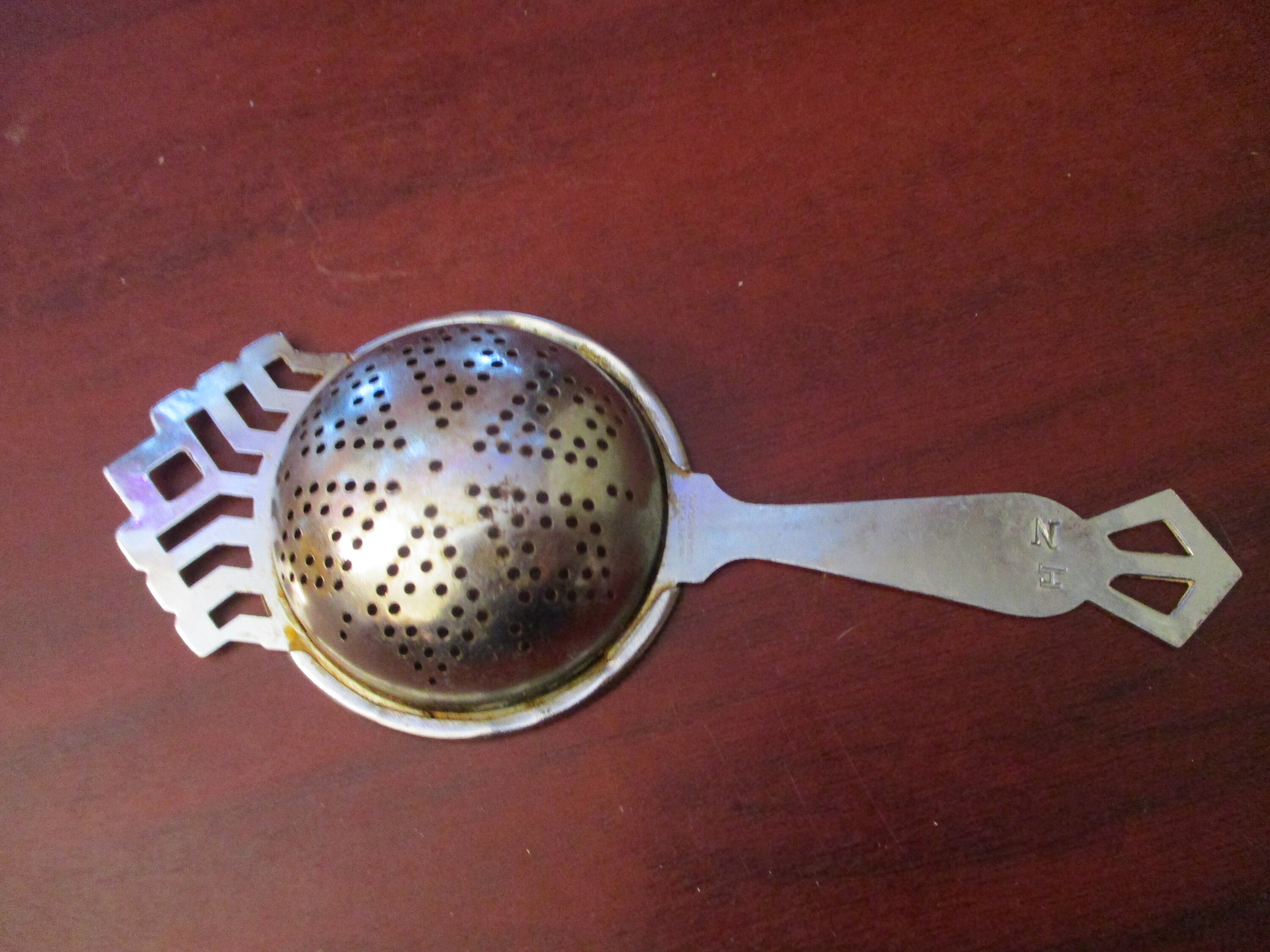 Vintage Chrome Metal Tea Strainer Etsy