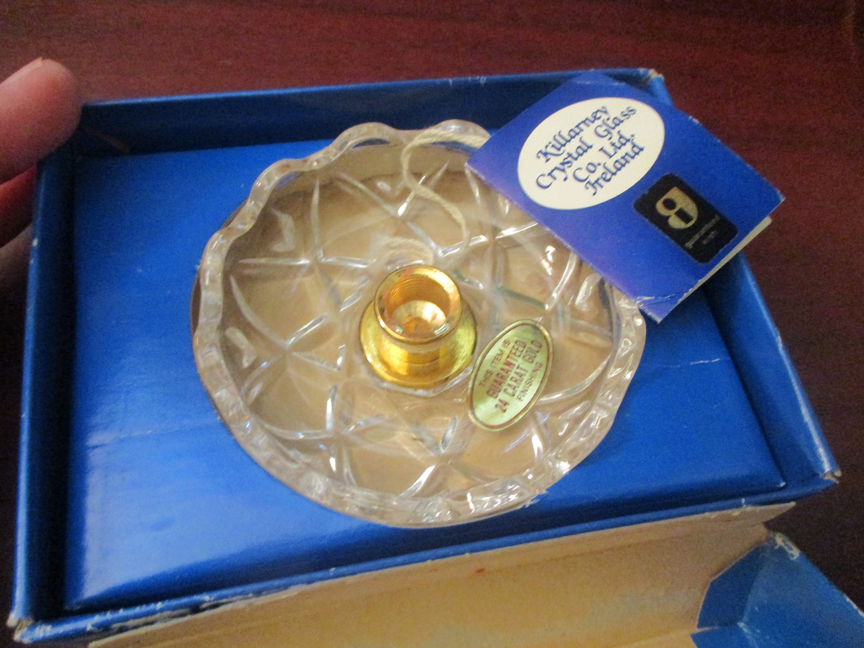 Killarney Crystal Glass Candle Holder With Gold Plate Finish Etsy