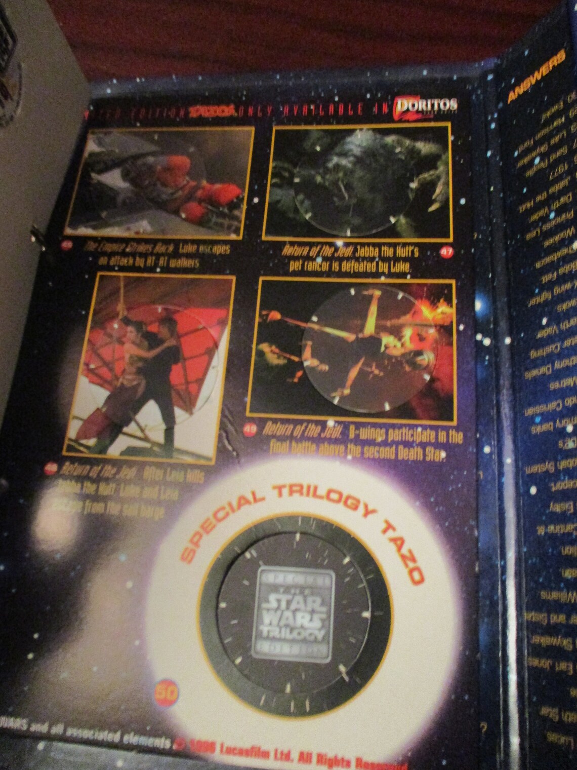 star wars trilogy tazos