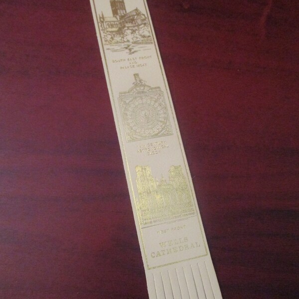 Leather Bookmark - Wells Cathedral Gold Gilt Detail