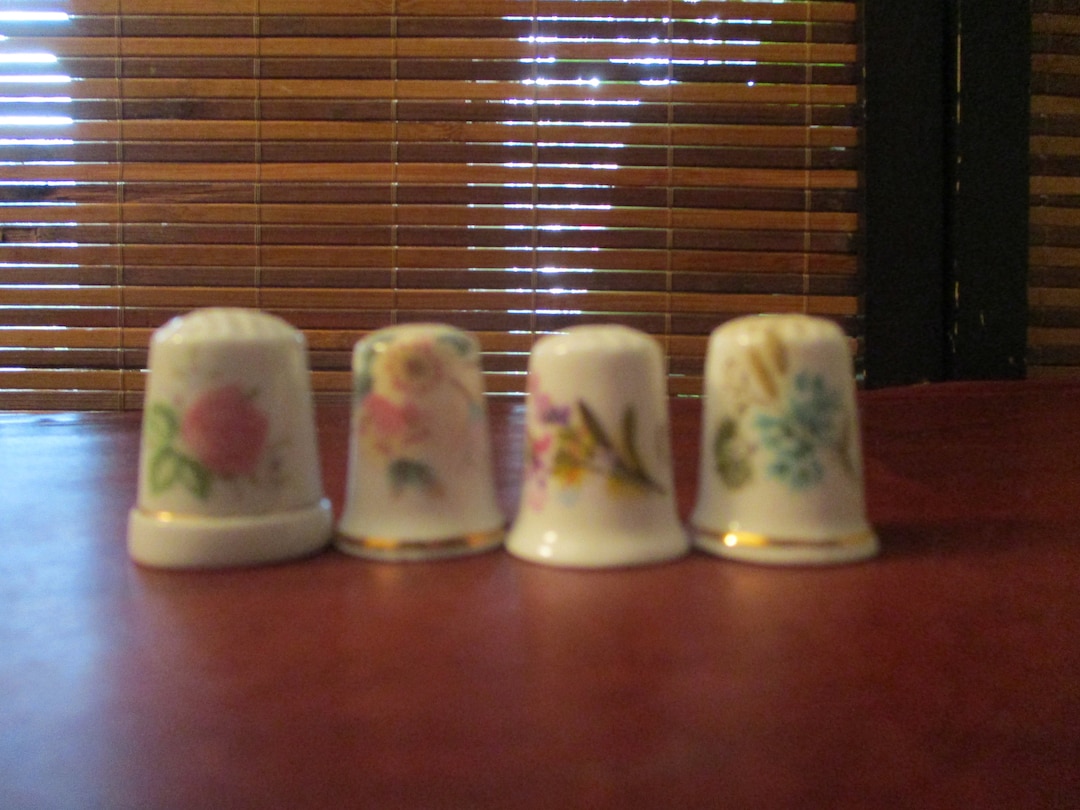 Porcelain China Collectors Decorative Thimbles Flower Floral Etsy