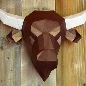 Salers Cow or Bulls Head Print & fold papercraft model download